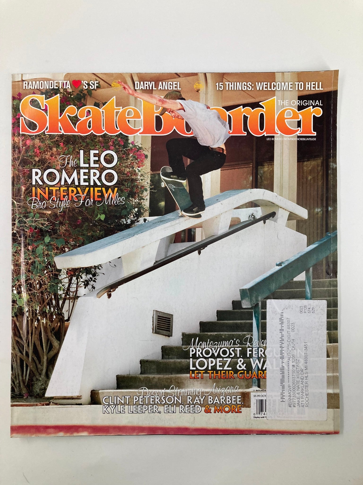 Skateboarder Magazine October 2012 Leo Romero Frontside Nosebluntslide