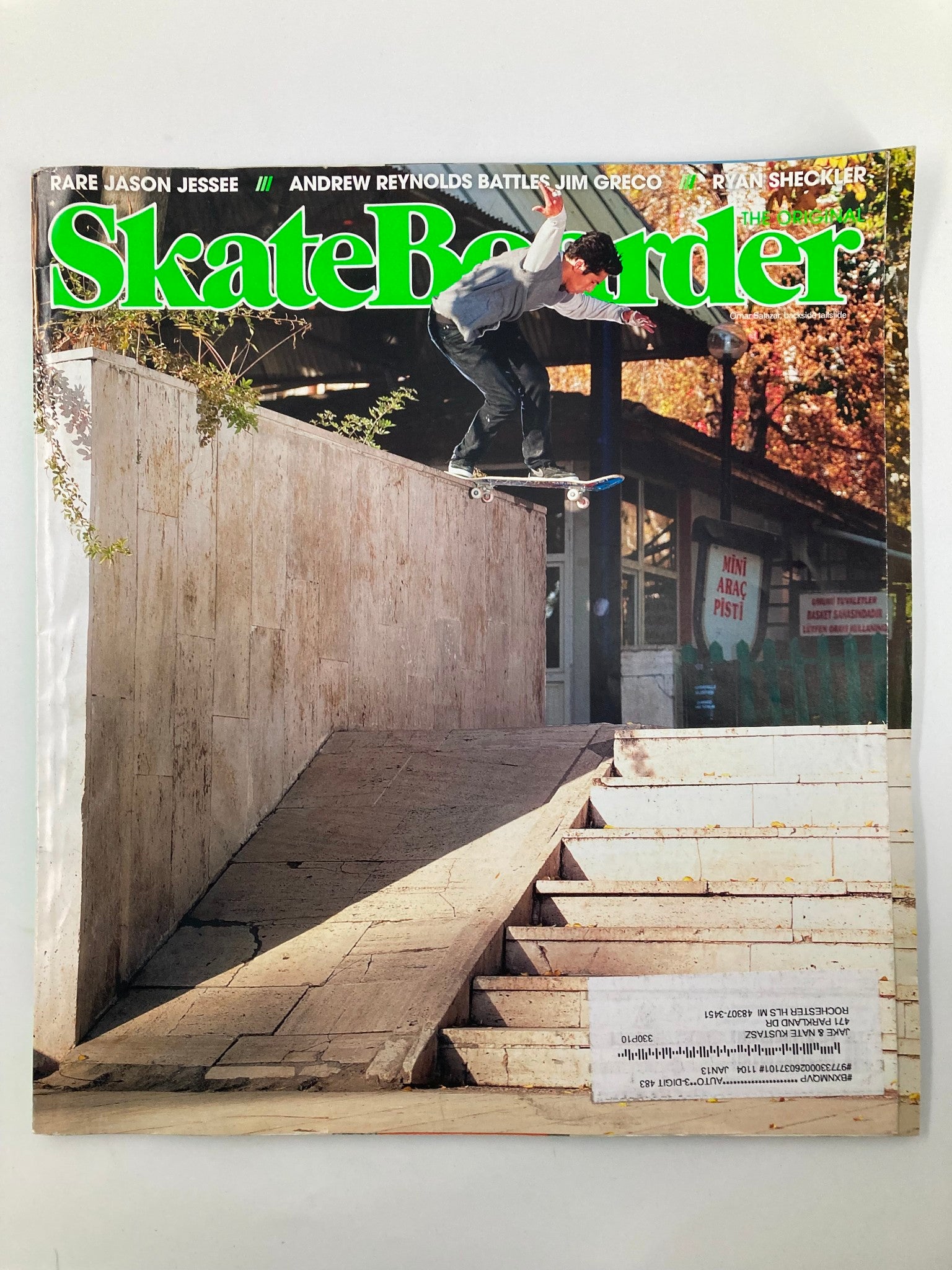 Skateboarder Magazine January 2013 Omar Salazar Backside Tailside