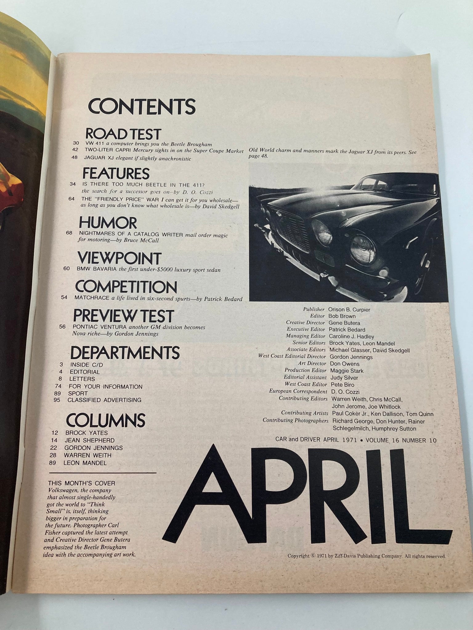 VTG Car and Driver Magazine April 1971 Volkswagen 'Think Small' Is Itself