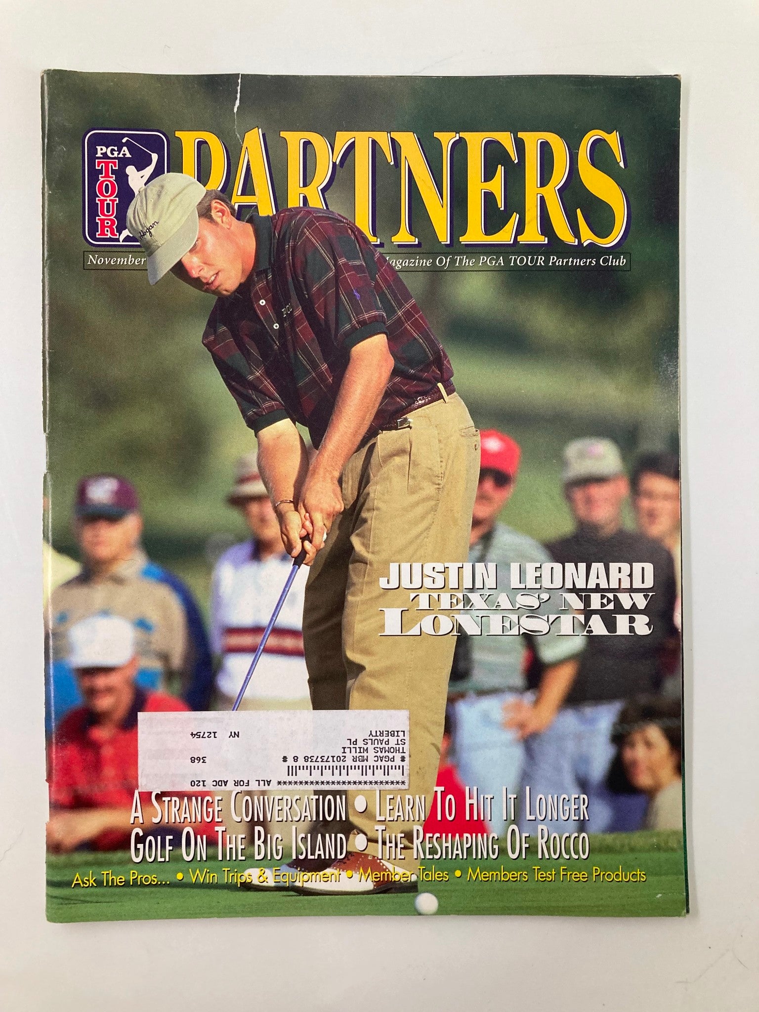 PGA Tour Partners Magazine November 1997 Justin Leonard Texas' New Lonestar