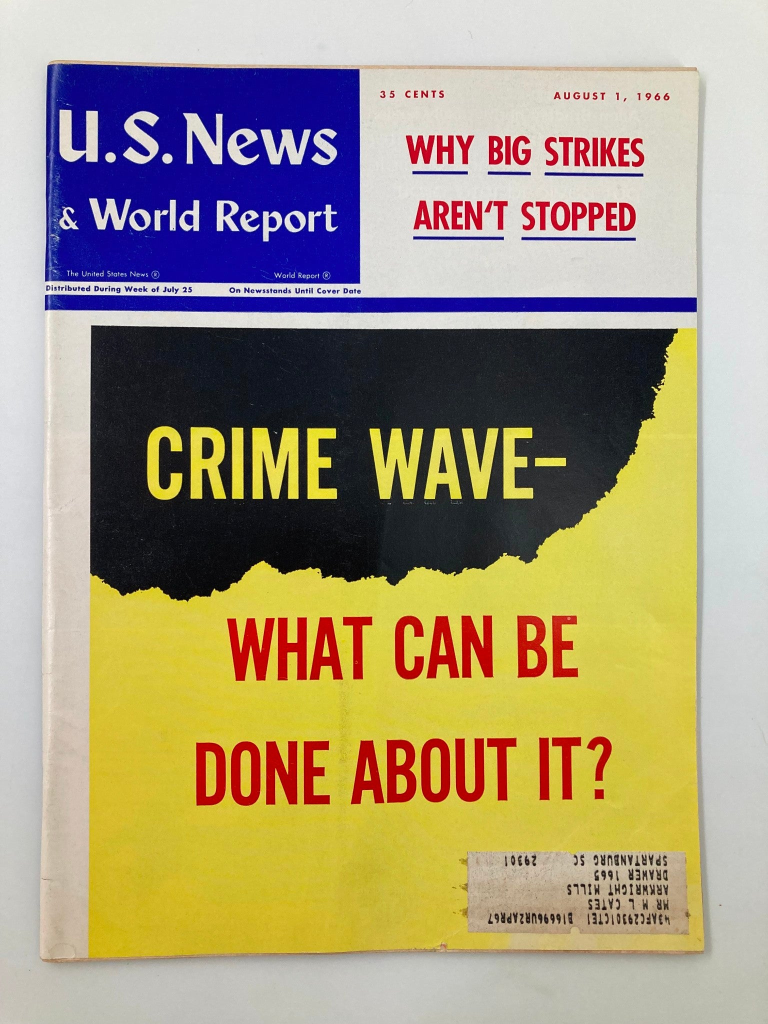 US News & World Report Magazine August 1 1966 Crime Wave What Can Be Done