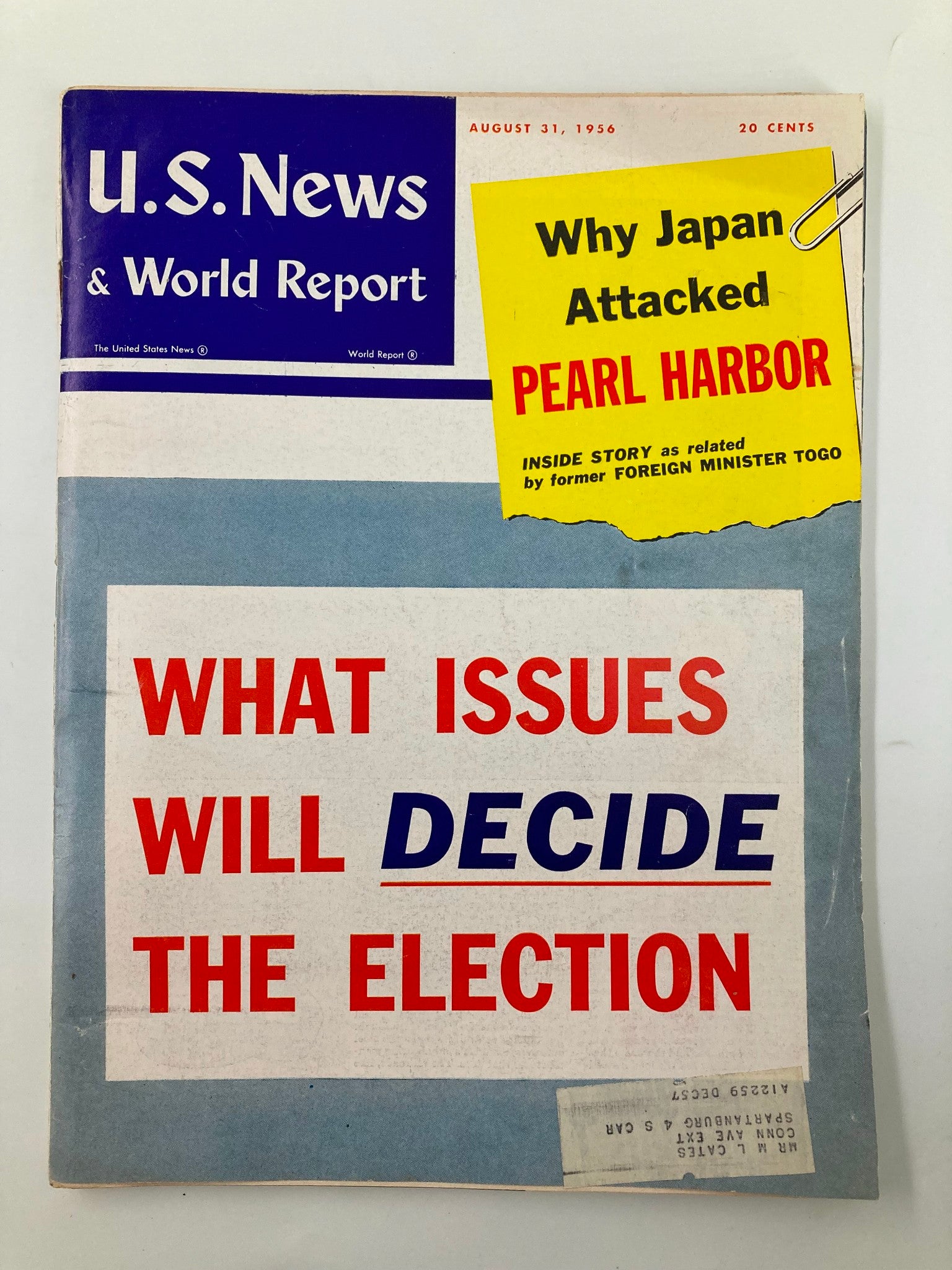 US News & World Report Magazine August 31 1956 Why Japan Attacked Pearl Harbor