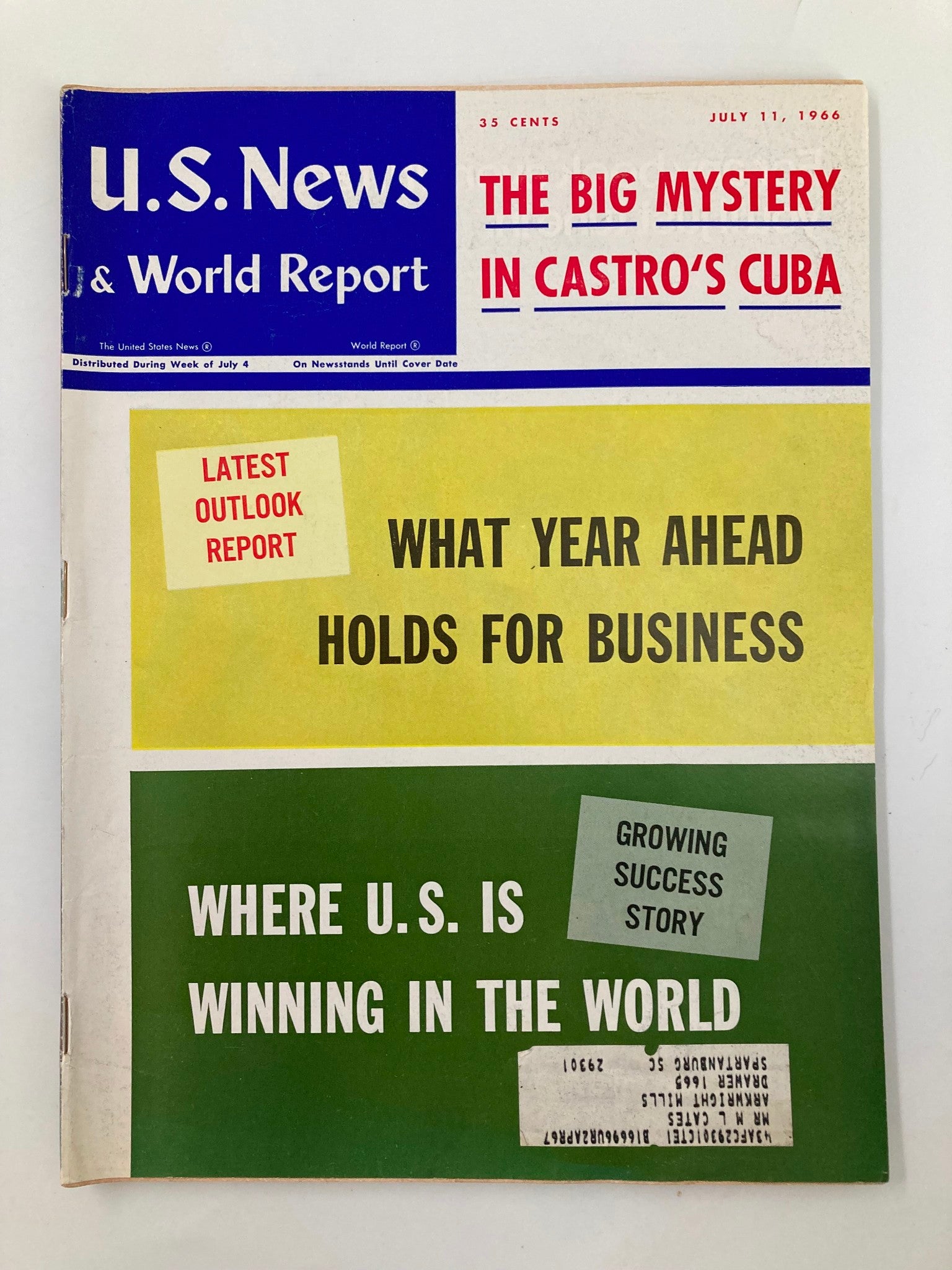 US News & World Report Magazine July 11 1966 The Big Mystery in Castro's Cuba