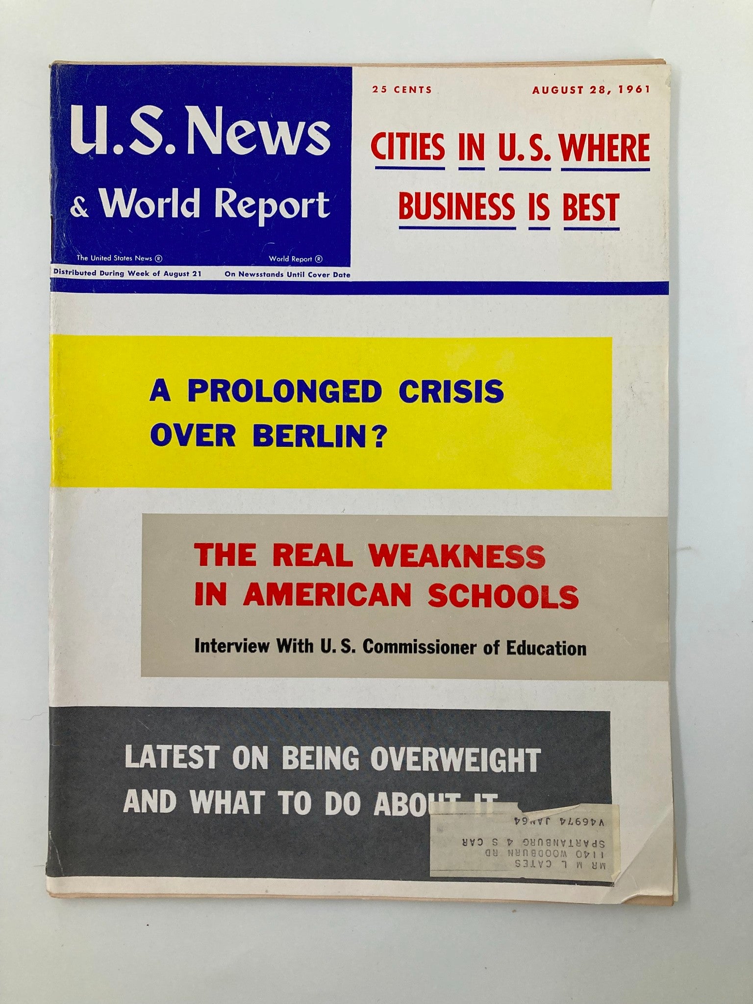 US News & World Report Magazine August 28 1961 A Prolonged Crisis Over Berlin