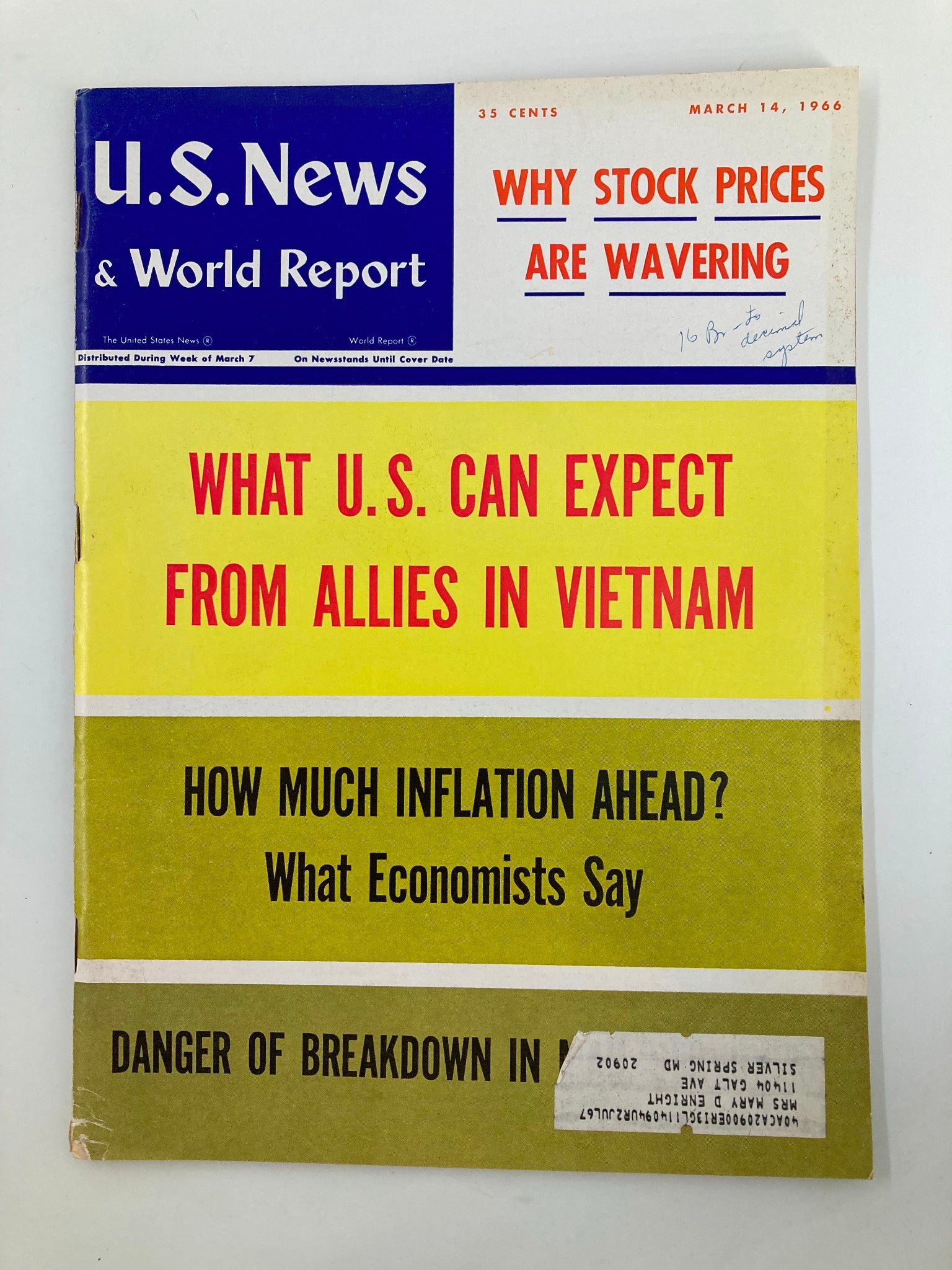 US News & World Report Magazine March 14 1966 Why Stock Prices Are Wavering