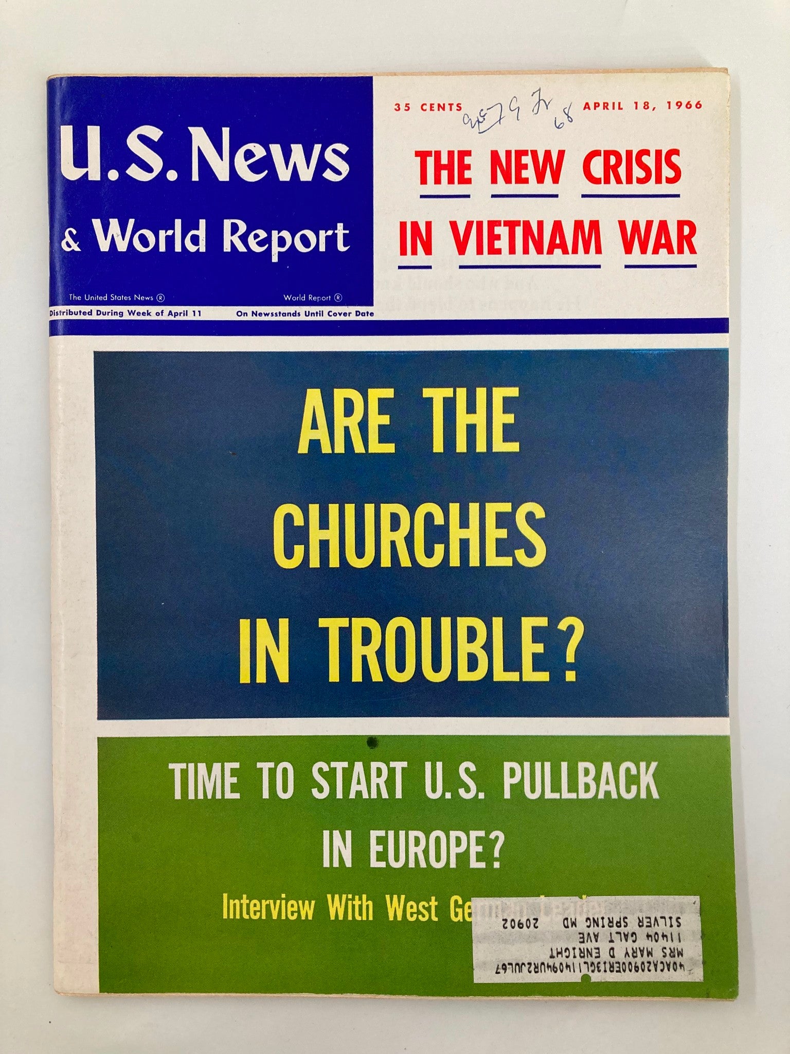 US News & World Report Magazine April 18 1966 The New Crisis In Vietnam War