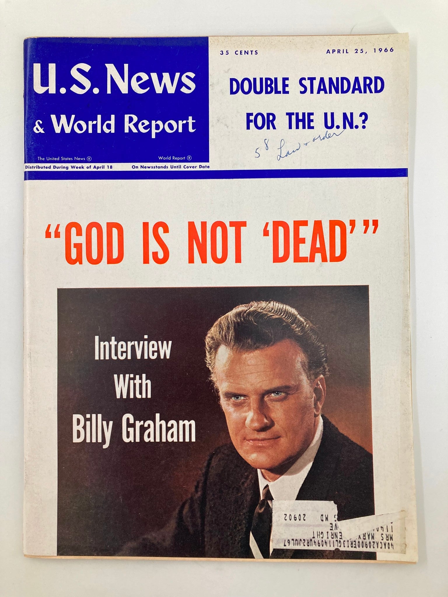 US News & World Report Magazine April 25 1966 Interview with Billy Graham