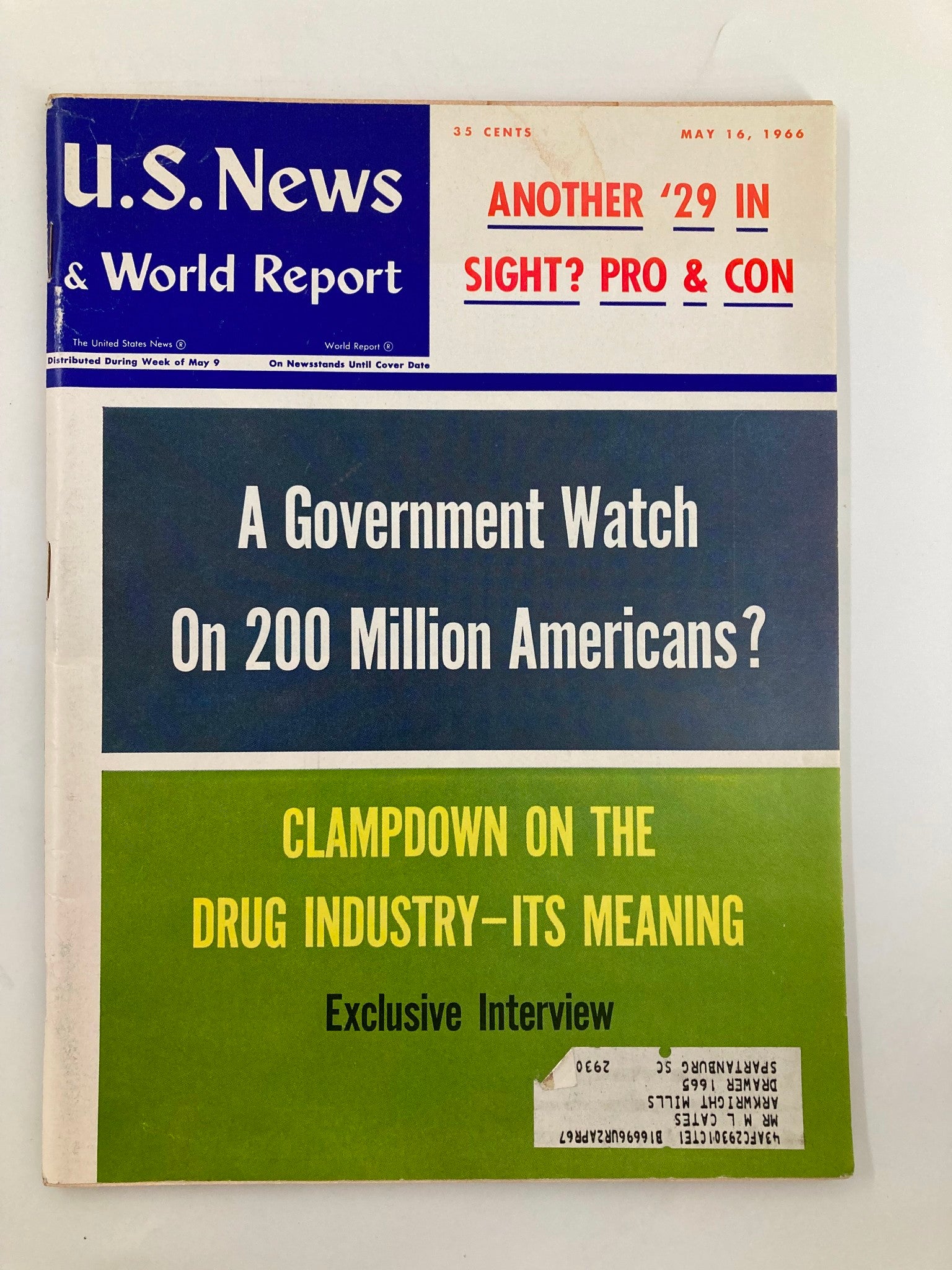 US News & World Report Magazine May 16 1966 Clampdown On The Drug Industry