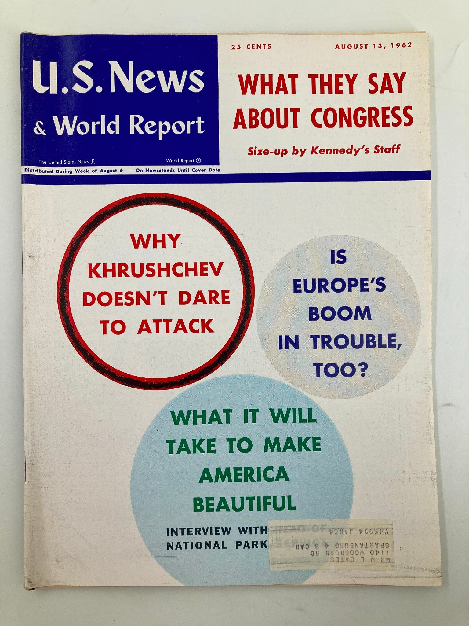 US News & World Report Magazine August 13 1962 What They Say About Congress