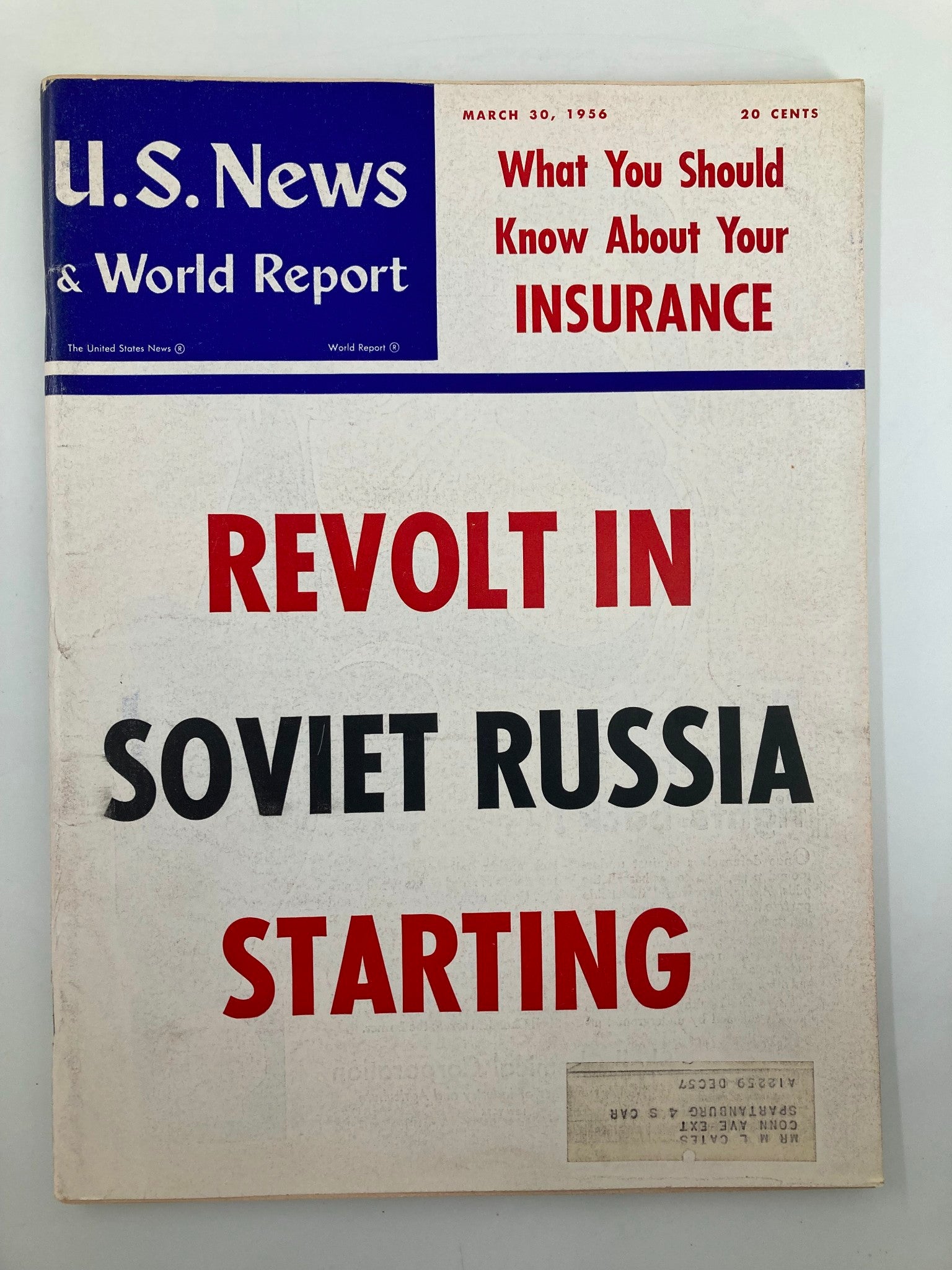 US News & World Report Magazine March 30 1956 Revolt In Soviet Russia Starting