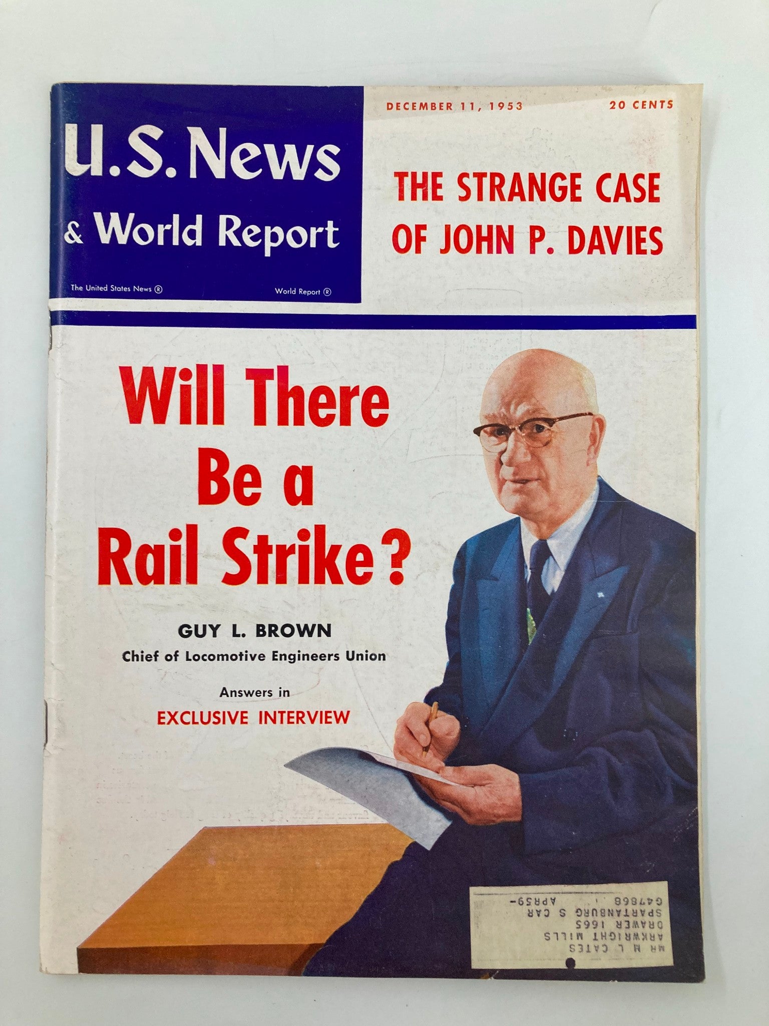 US News & World Report Magazine December 11 1953 The Strange Case of John Davies