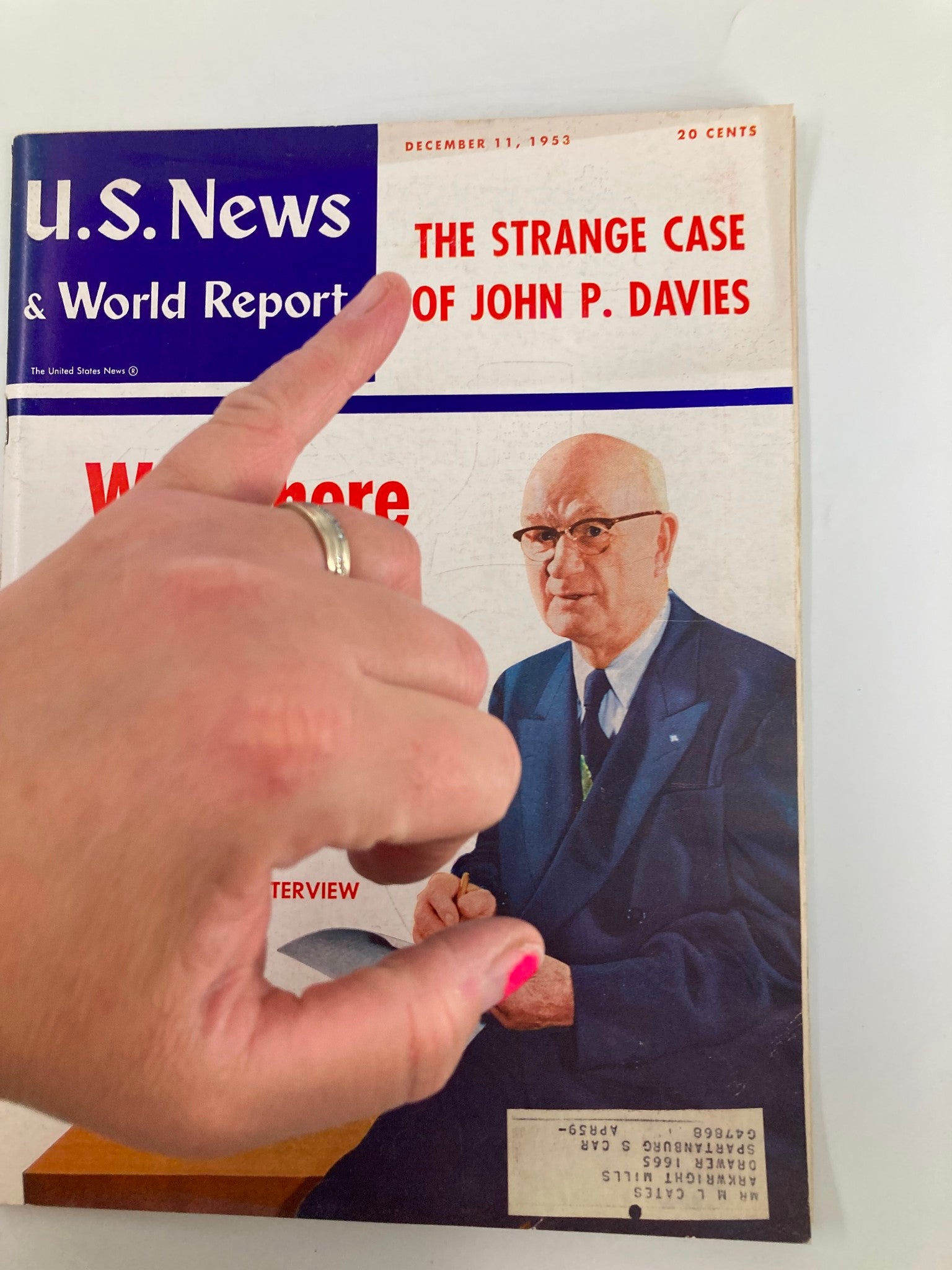 US News & World Report Magazine December 11 1953 The Strange Case of John Davies