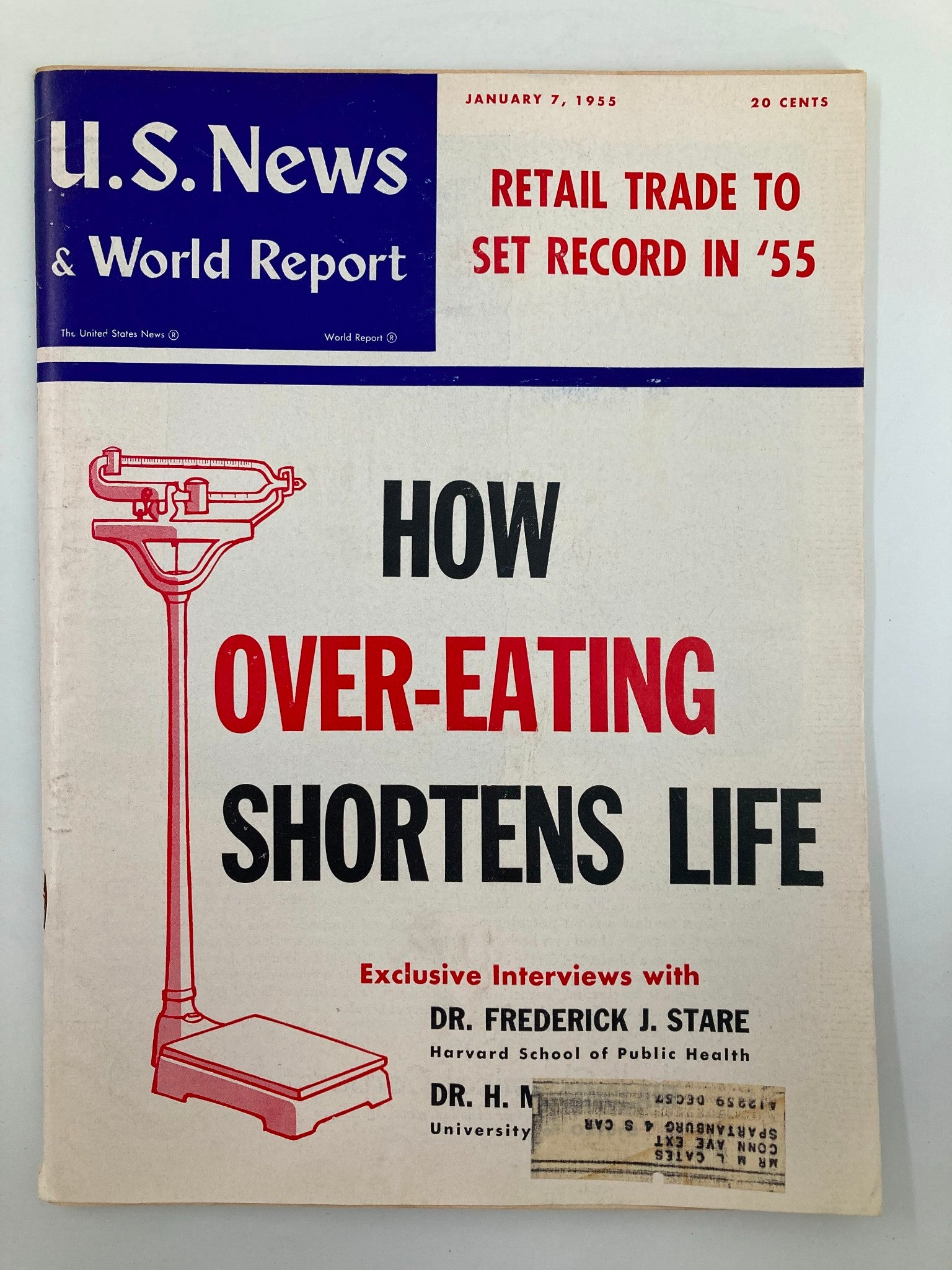 US News & World Report Magazine January 7 1955 How Over-Eating Shortens Life