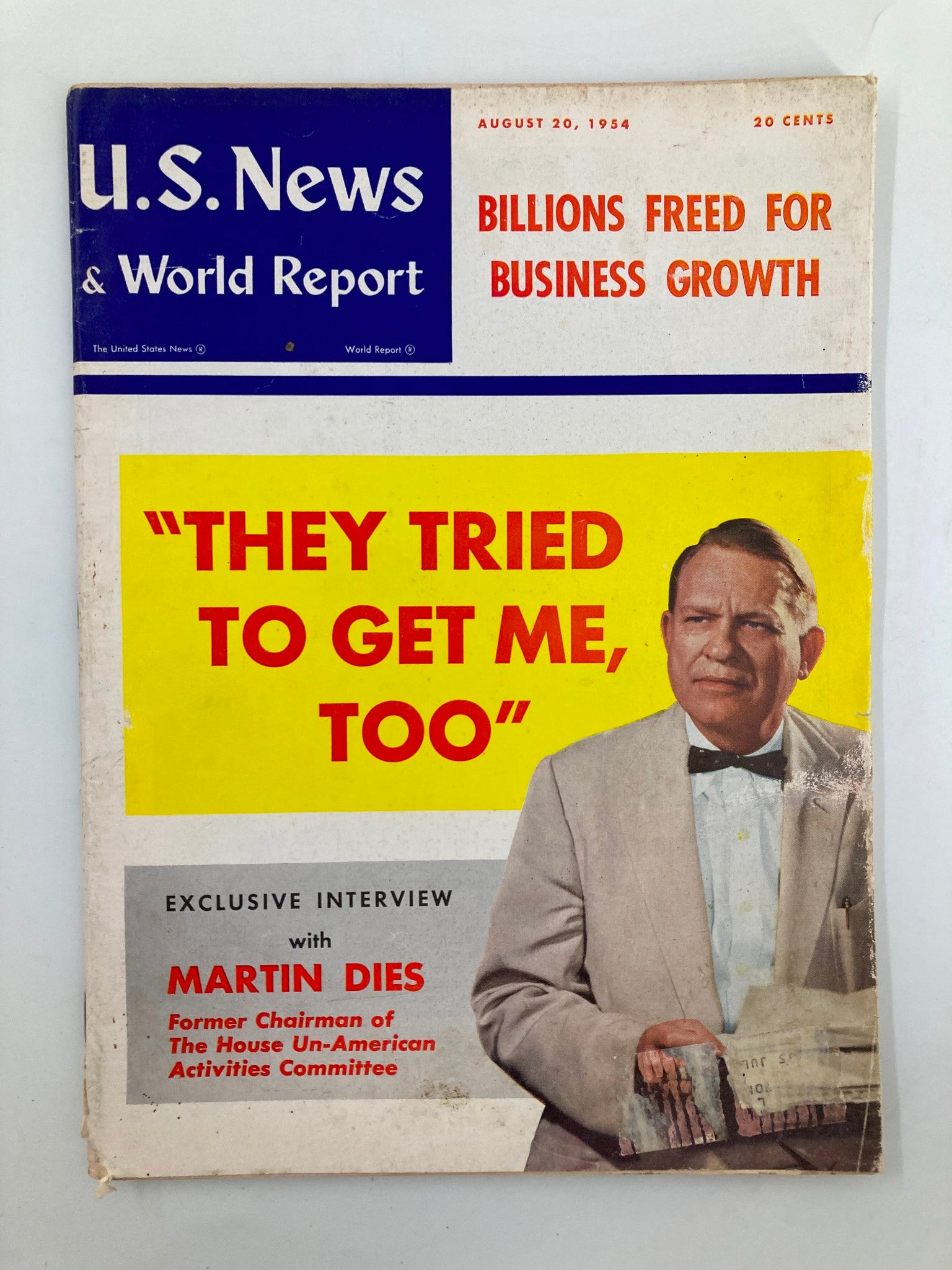 US News & World Report Magazine August 20 1954 Former Chairman Martin Dies