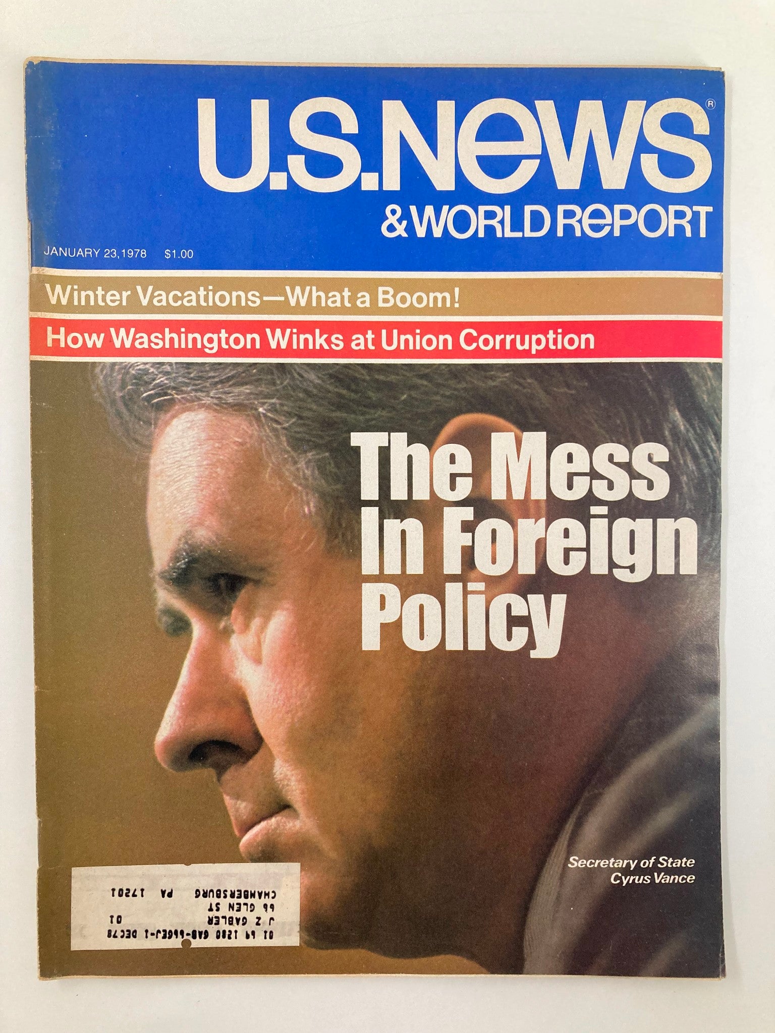 US News & World Report Magazine January 23 1978 Sec. of State Cyrus Vance