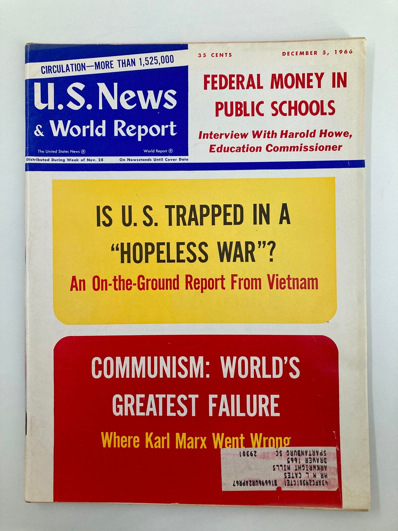 US News & World Report Magazine December 5 1966 Federal Money in Public Schools