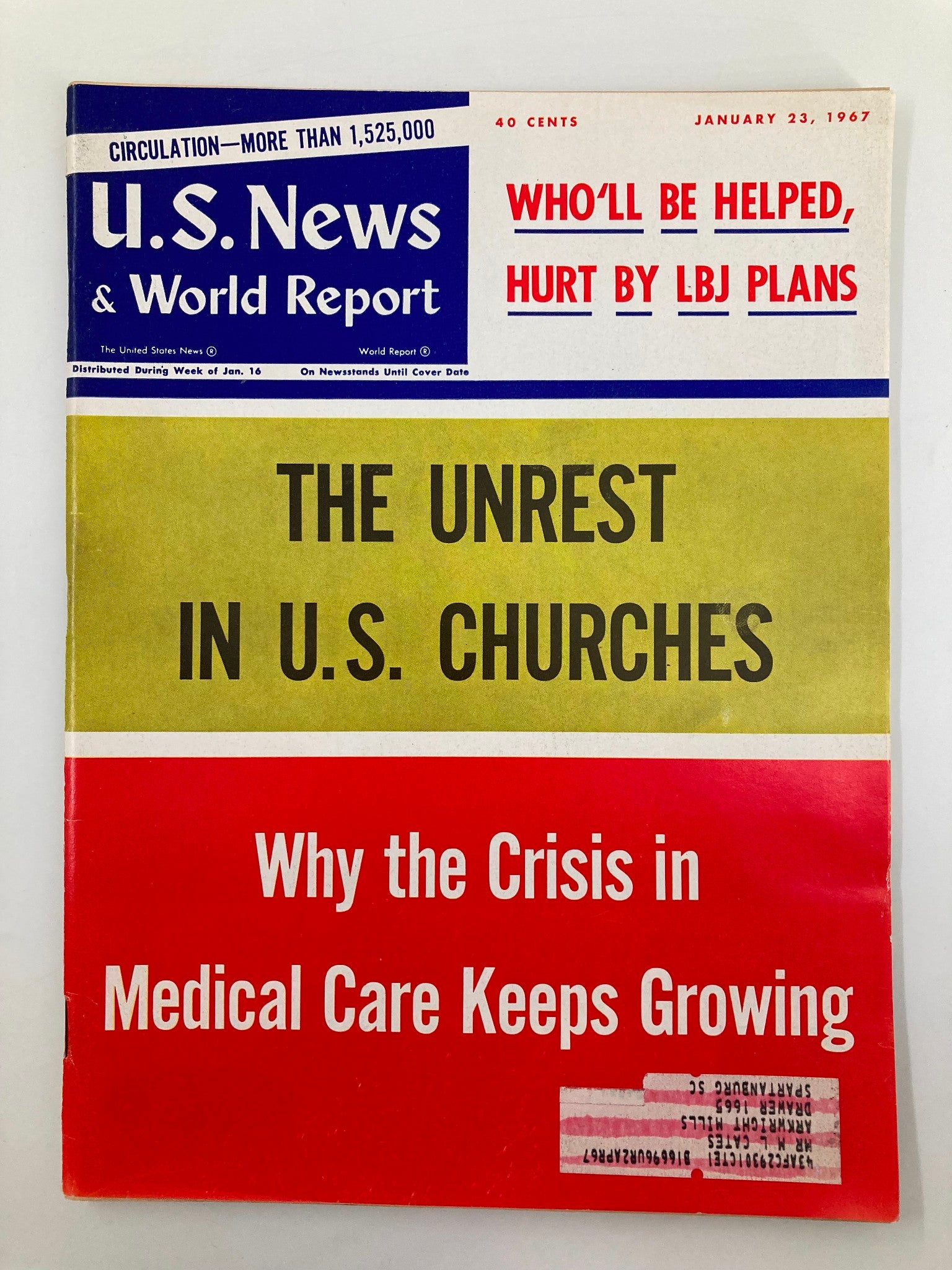 US News & World Report Magazine January 23 1967 The Unrest in U.S. Churches