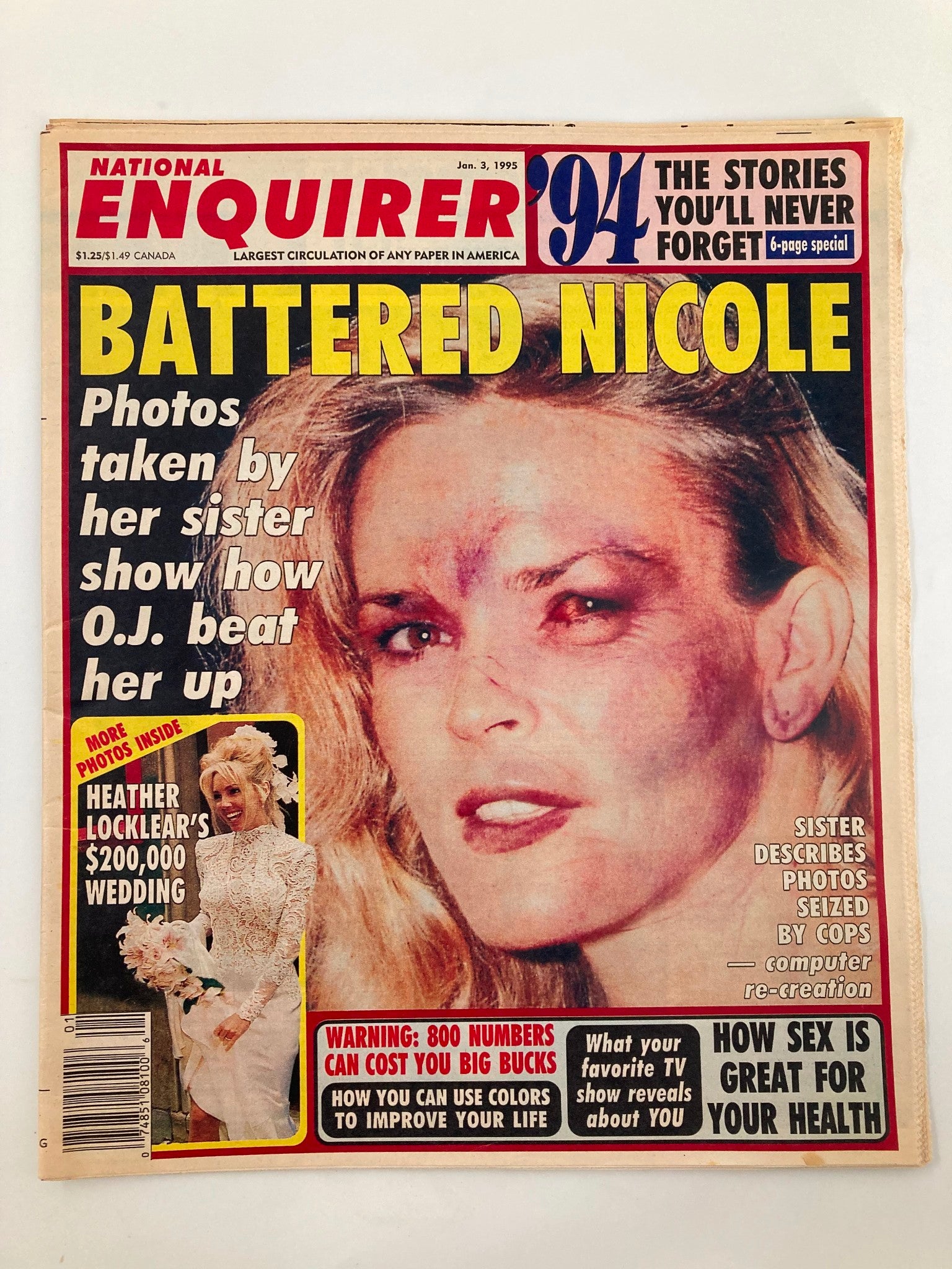 National Enquirer Magazine January 3 1995 Nicole Brown Heather Locklear No Label