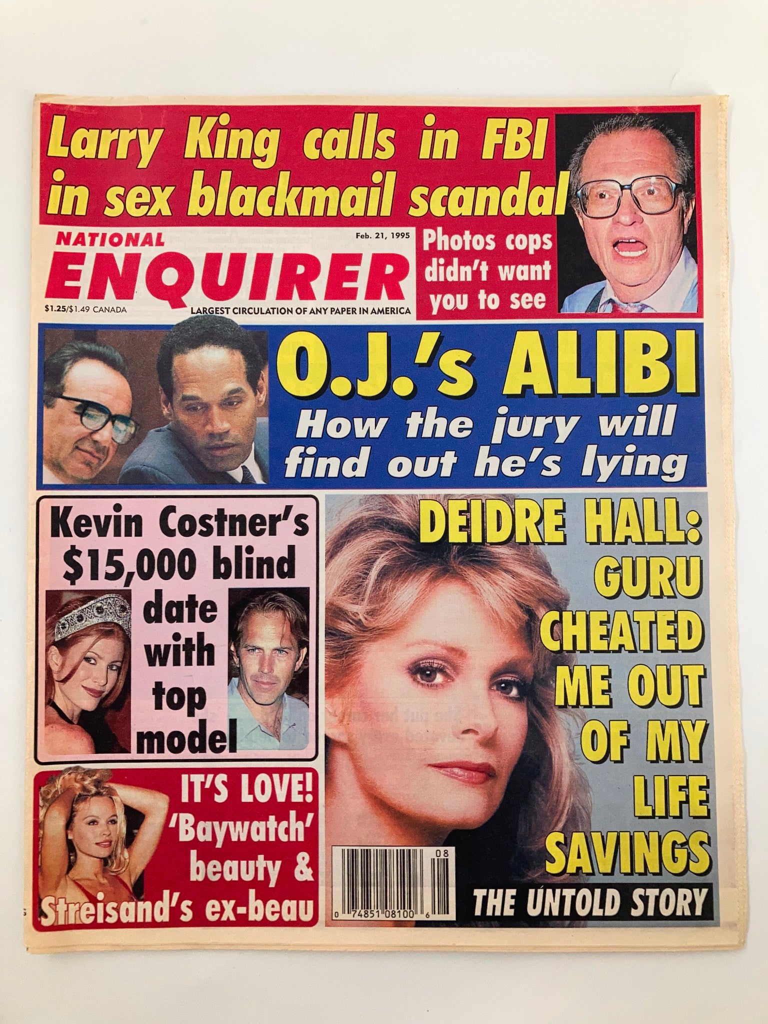 National Enquirer Magazine February 21 1995 Deidre Hall, Kevin Costner No Label