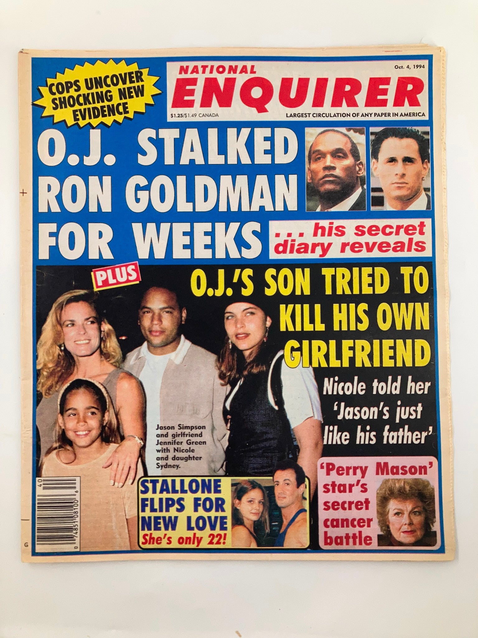 National Enquirer Magazine October 4 1994 Jason Simpson, Jennifer Green No Label