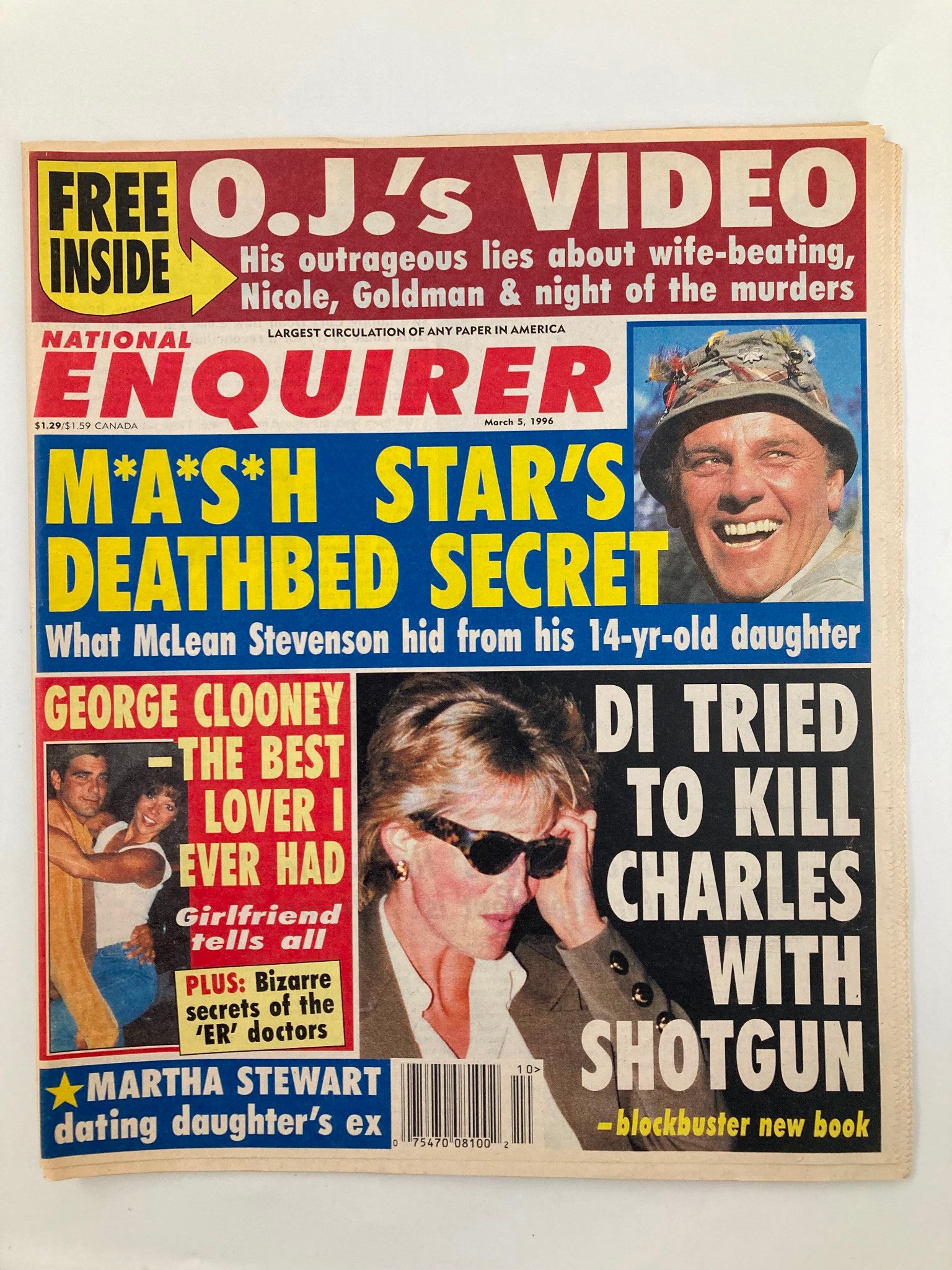 National Enquirer Magazine March 5 1996 Princess Diana, George Clooney No Label