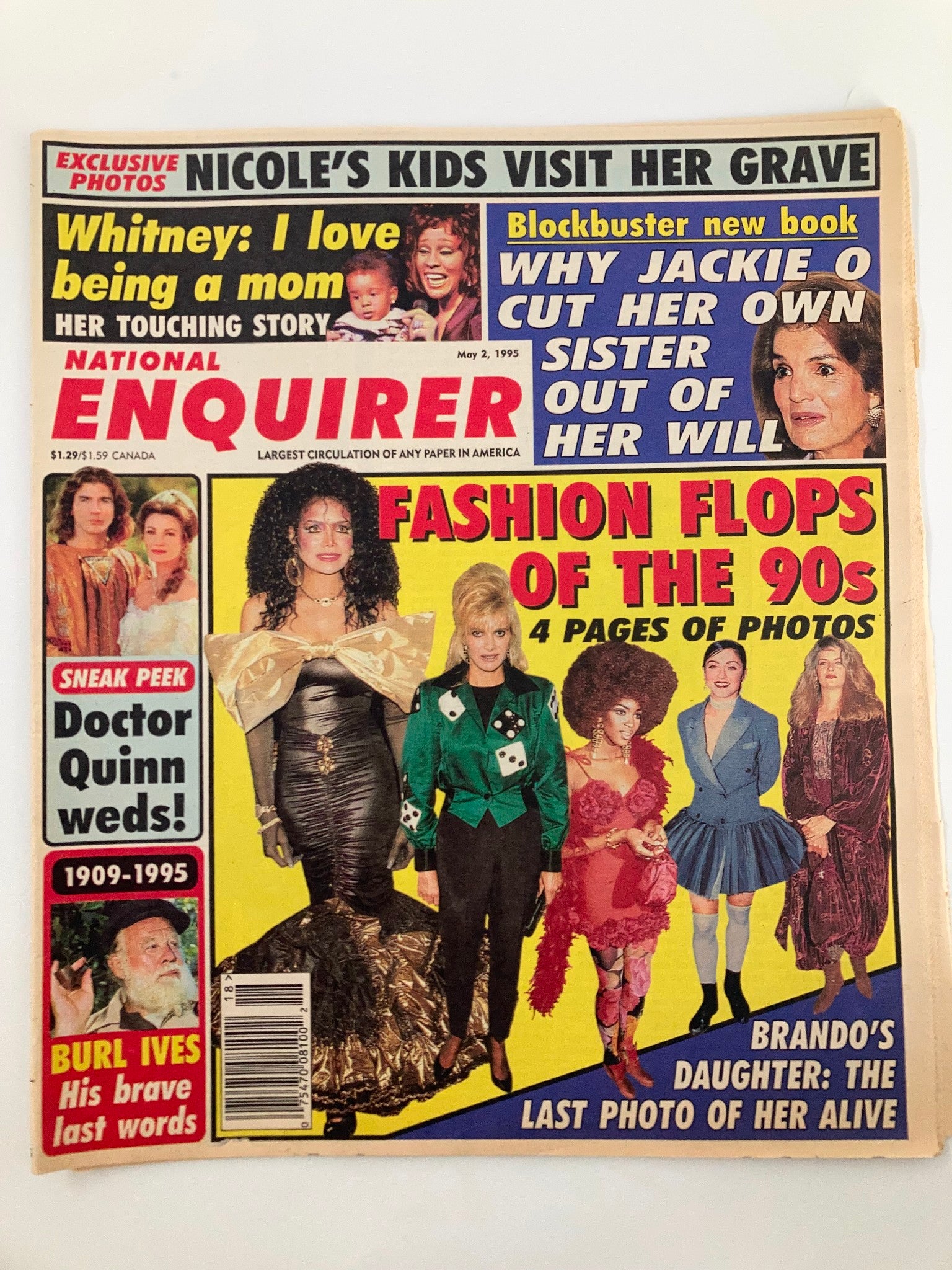 National Enquirer Magazine May 2 1995 Jackie Onassis, Whitney Houston No Label