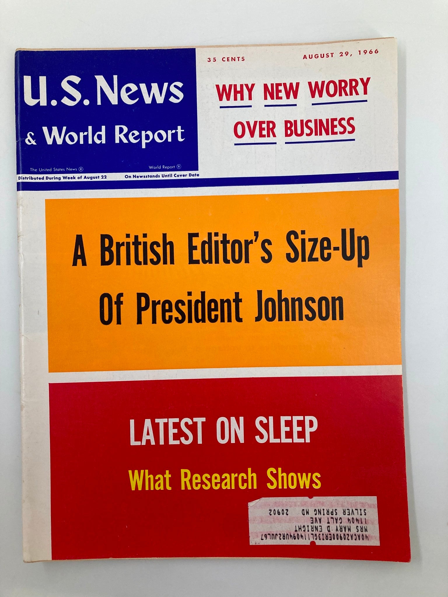 US News & World Report Magazine August 29 1966 Why New Worry Over Business