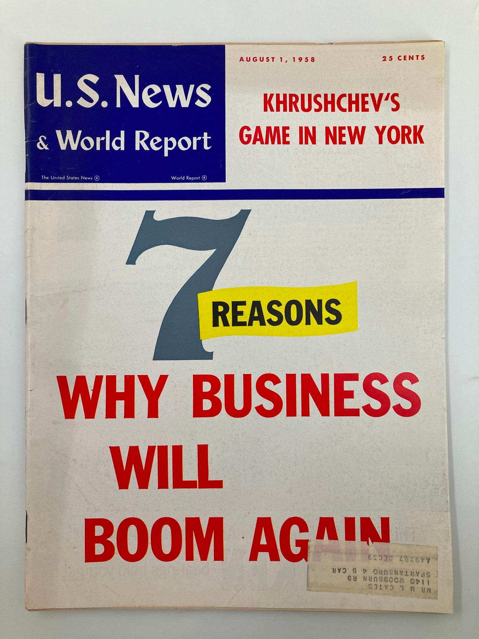 US News & World Report Magazine August 1 1958 Why Business Will Boom Again