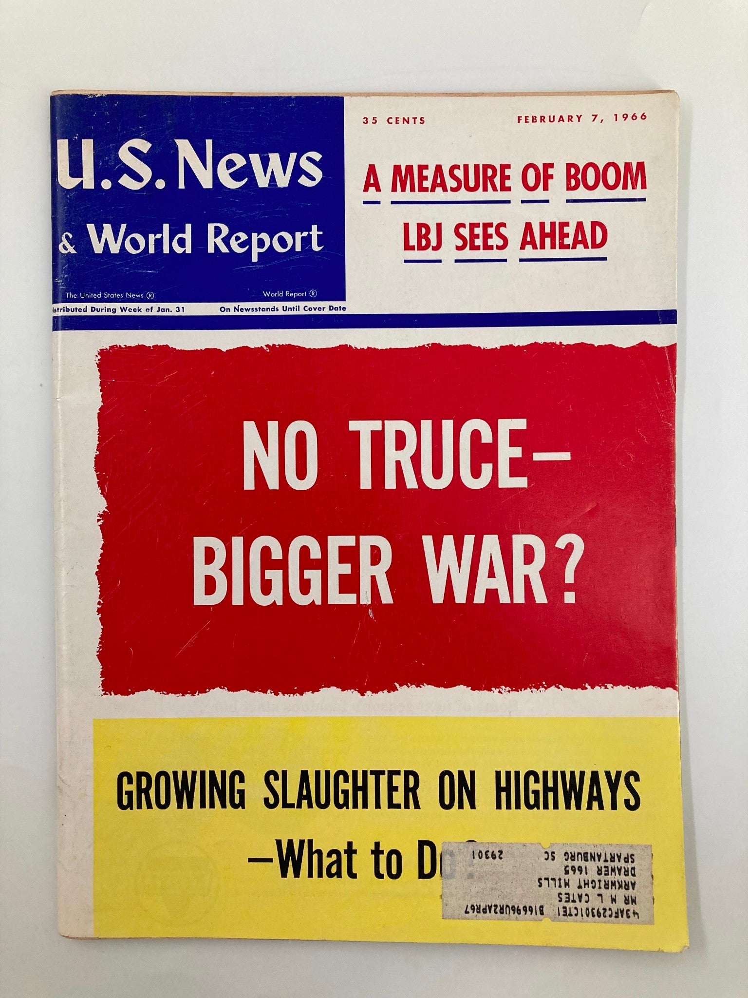 US News & World Report Magazine February 7 1966 Growing Slaughter On Highways