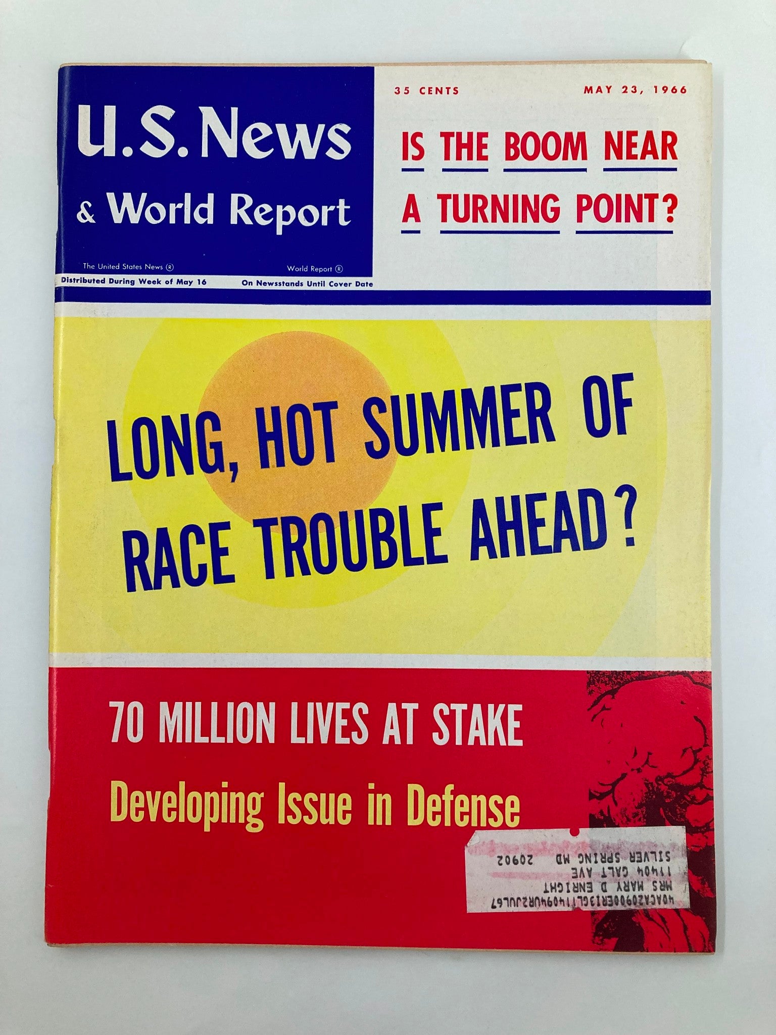 US News & World Report Magazine May 23 1966 70 Million Lives at Stake