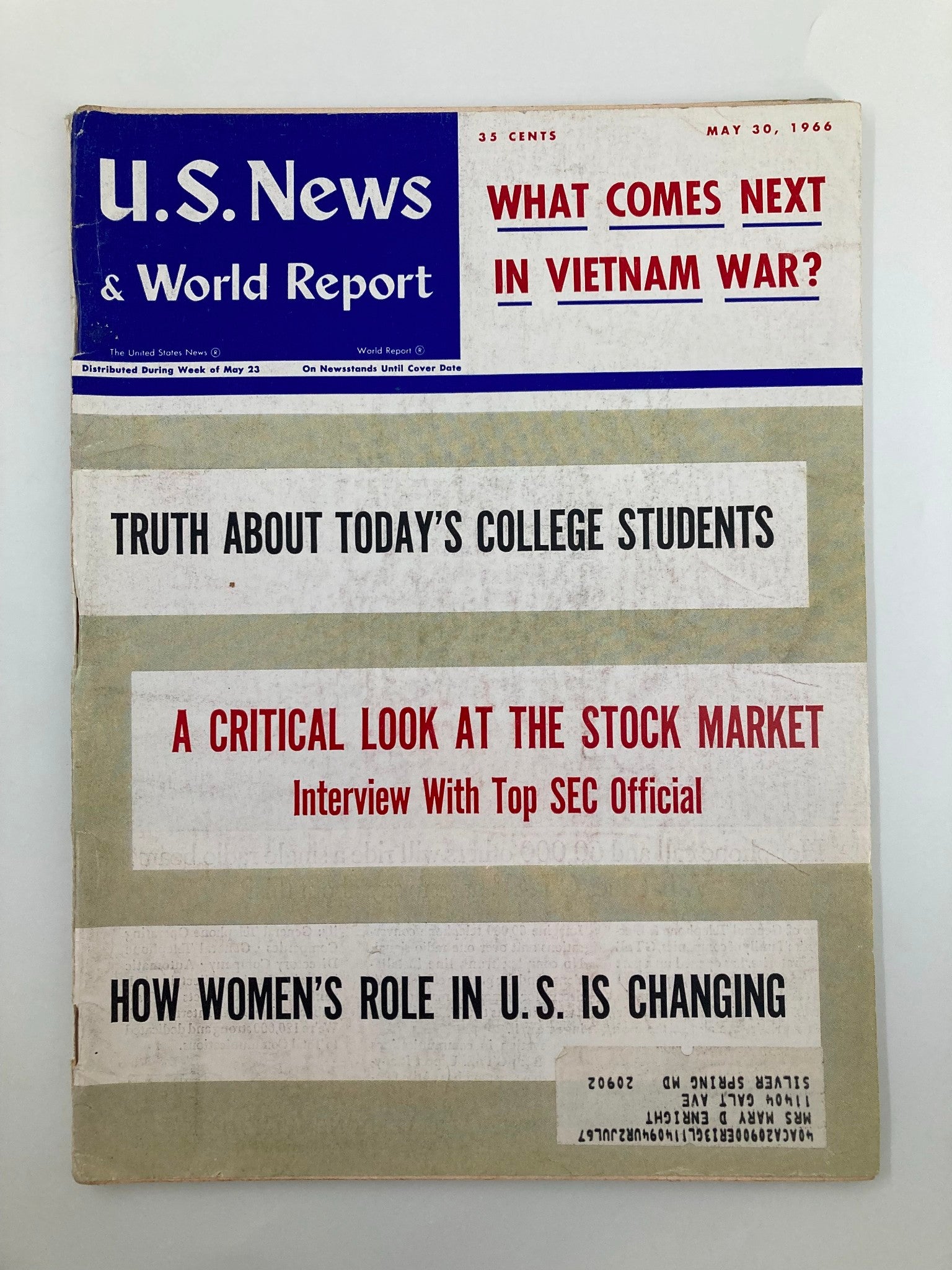 US News & World Report Magazine May 30 1966 A Critical Look at Stock Market