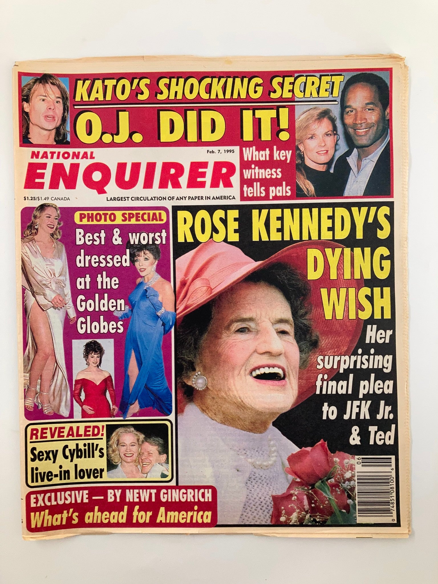 National Enquirer Magazine February 7 1995 Rose Kennedy's Dying Wish No Label