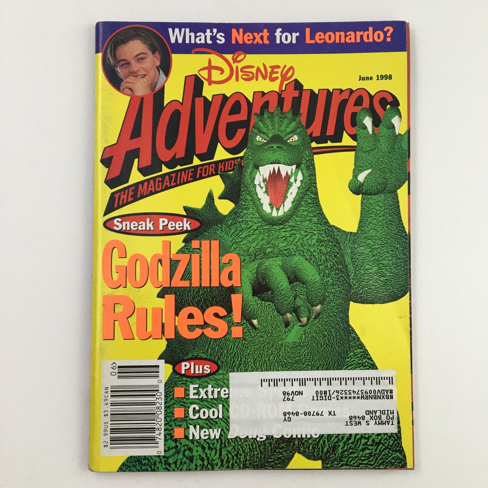 Disney Adventures Magazine June 1998 Leonardo Di Caprio & Godzilla Rules