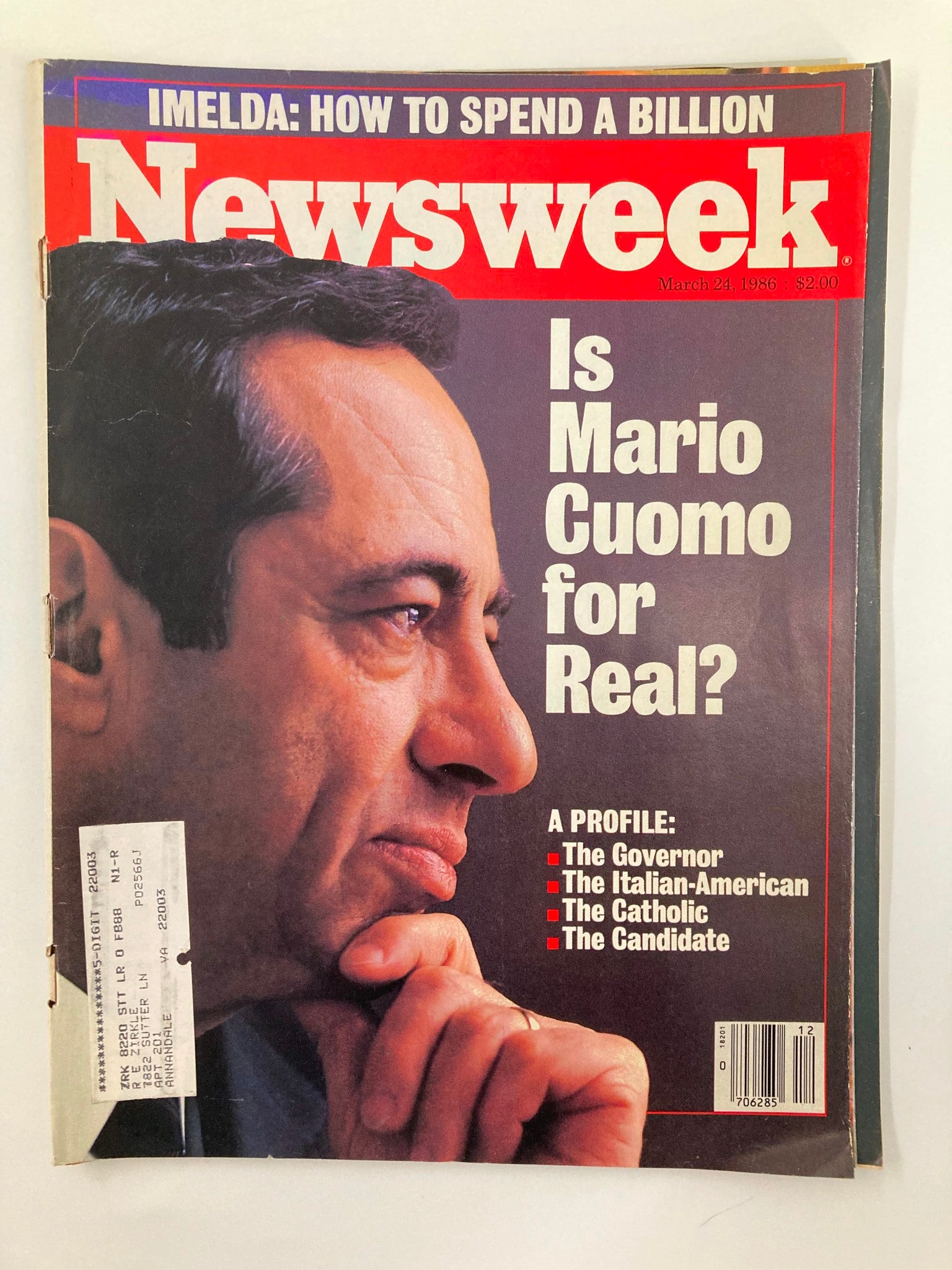 VTG Newsweek Magazine March 24 1986 Is Mario Cuomo for Real A Profile