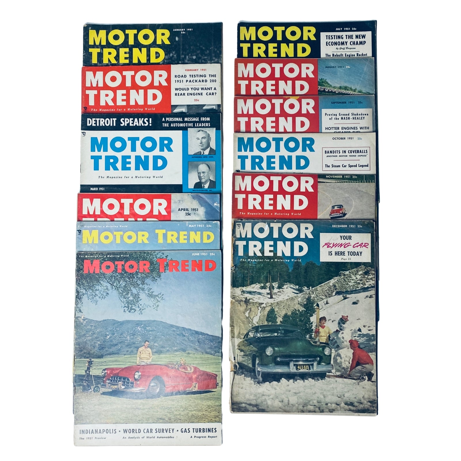 Lot of 12 Motor Trend Magazine 1951 Full Year January - December