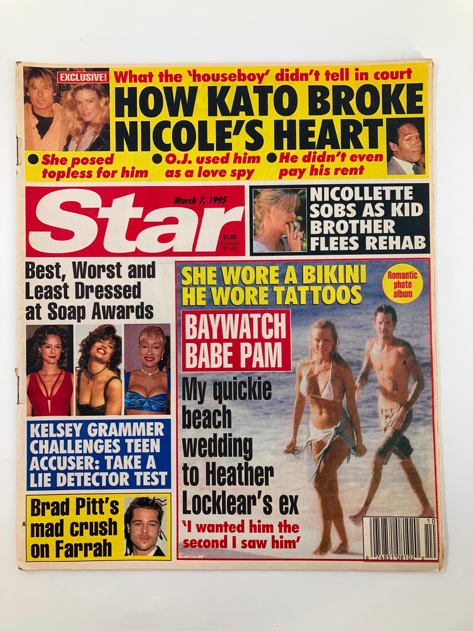 Star Magazine March 7 1995 Kelsey Grammer, Brad Pitt, Pamela Anderson  Tabloid