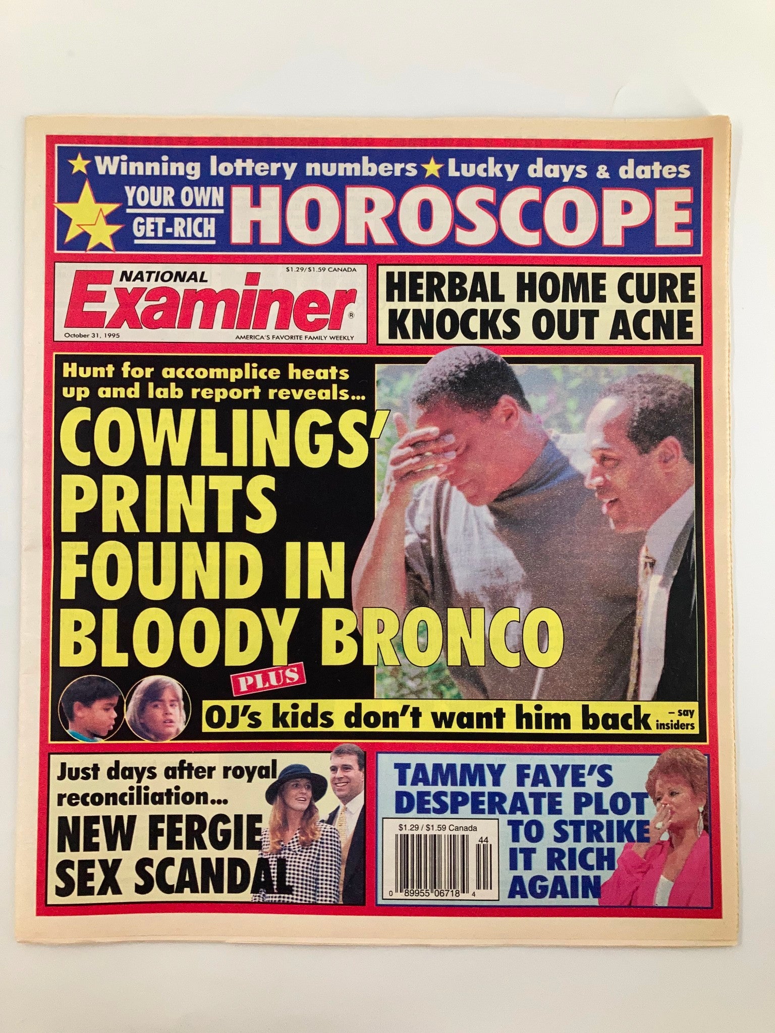 National Examiner October 31 1995 Tammy Faye, OJ Simpson VG Tabloid