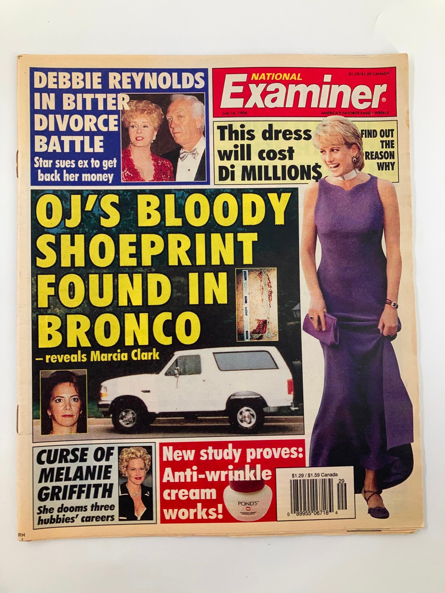 National Examiner Magazine July 16 1996 Debbie Reynolds Divorce VG Tabloid