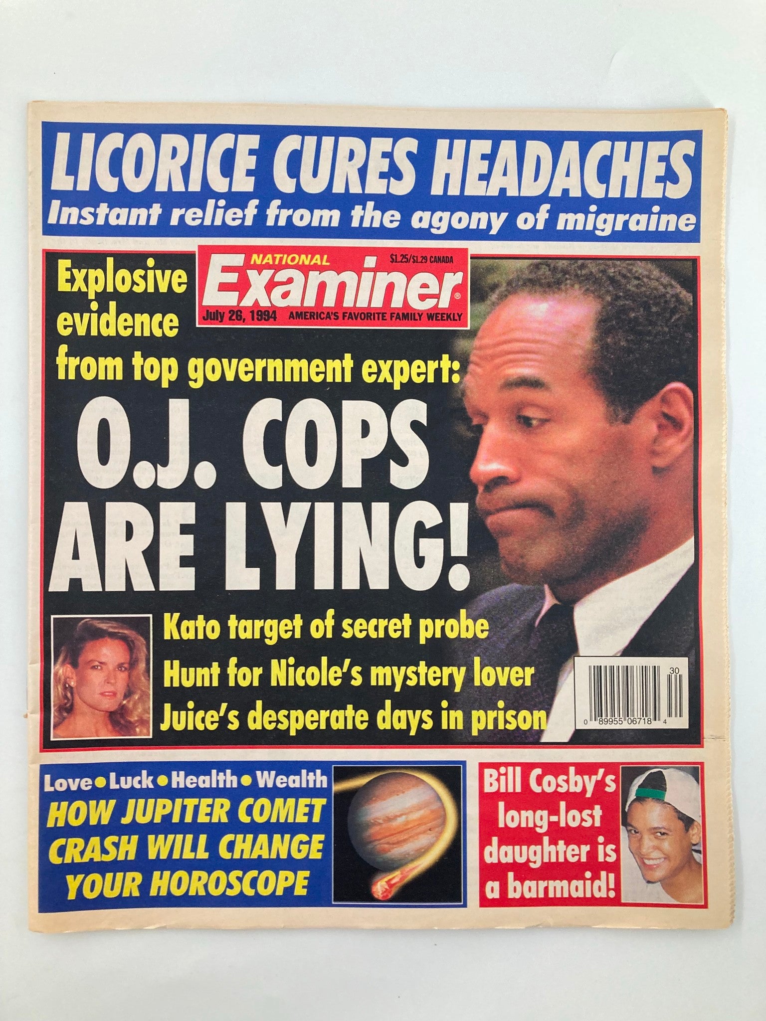 National Examiner Magazine July 26 1994 Bill Cosby, OJ Simpson VG Tabloid