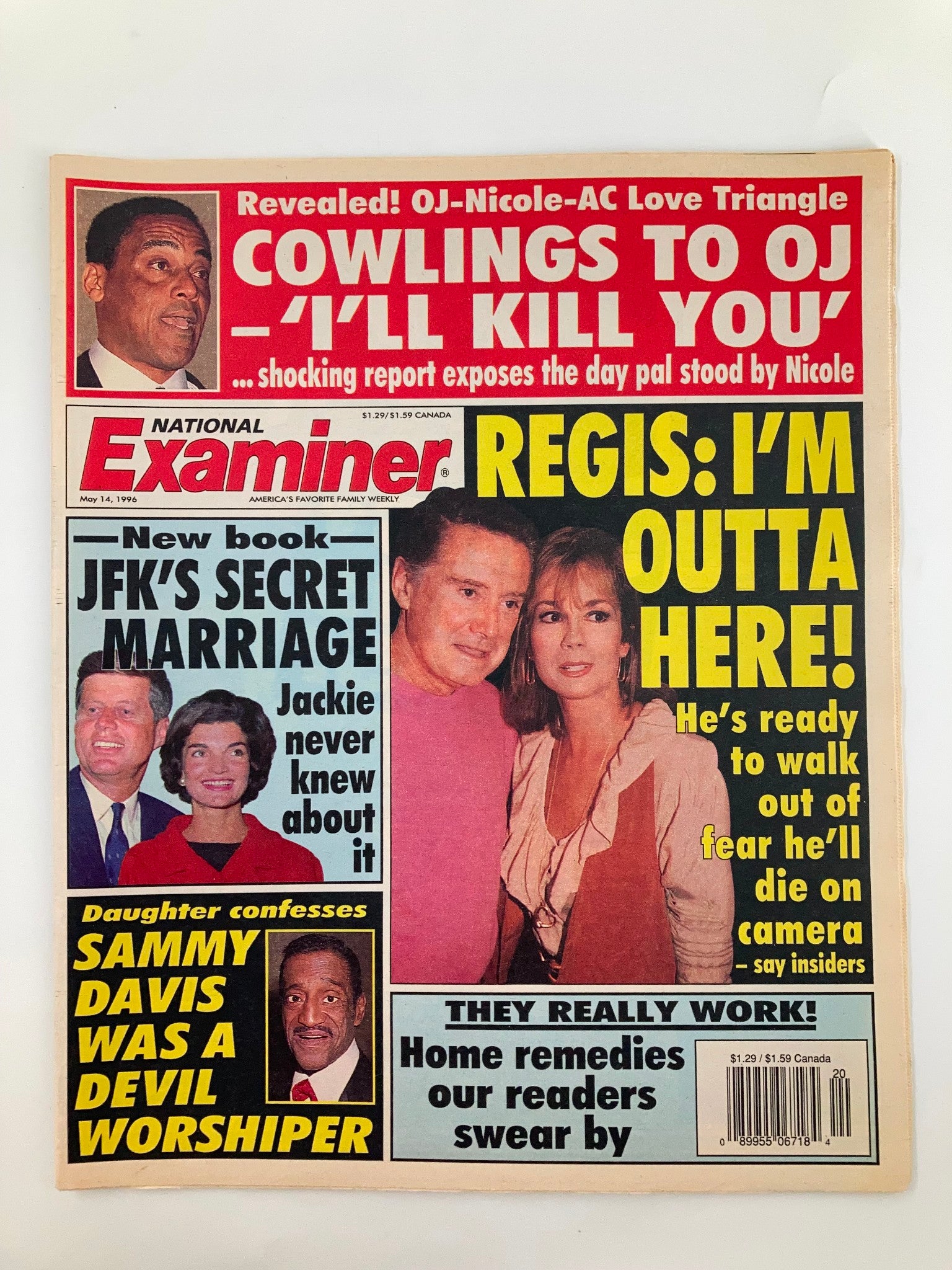 National Examiner Magazine May 14 1996 JFK & Jackie, Sammy Davis VG Tabloid