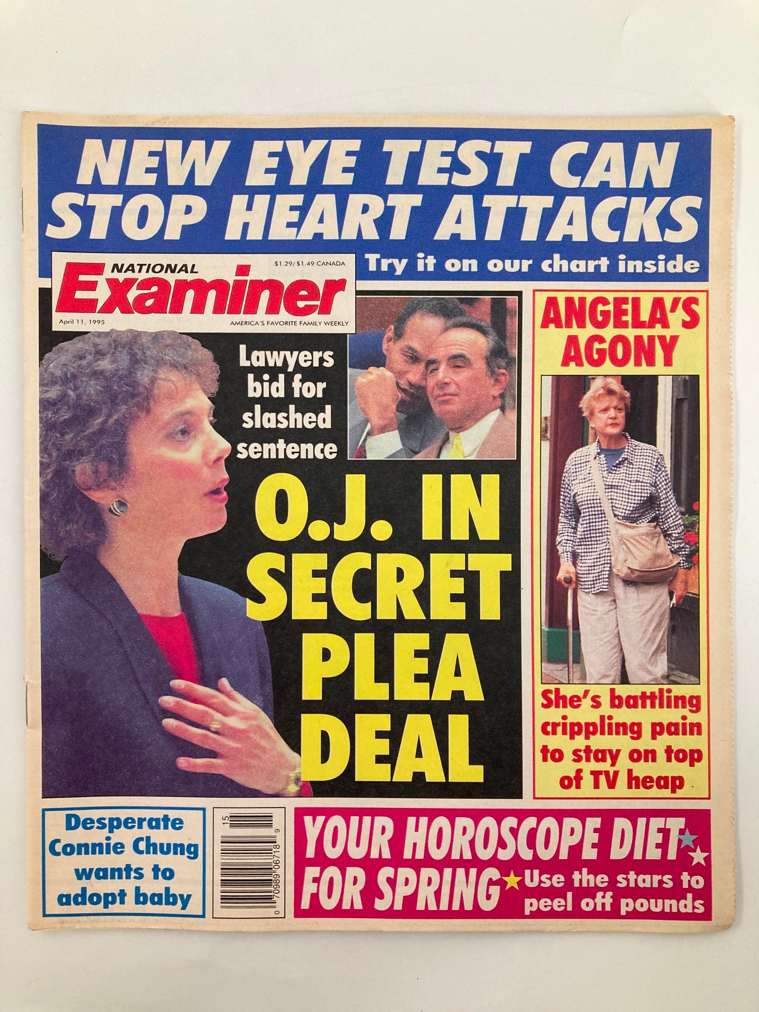 National Examiner Tabloid April 11 1995 Connie Chung, Angela's Agony No Label