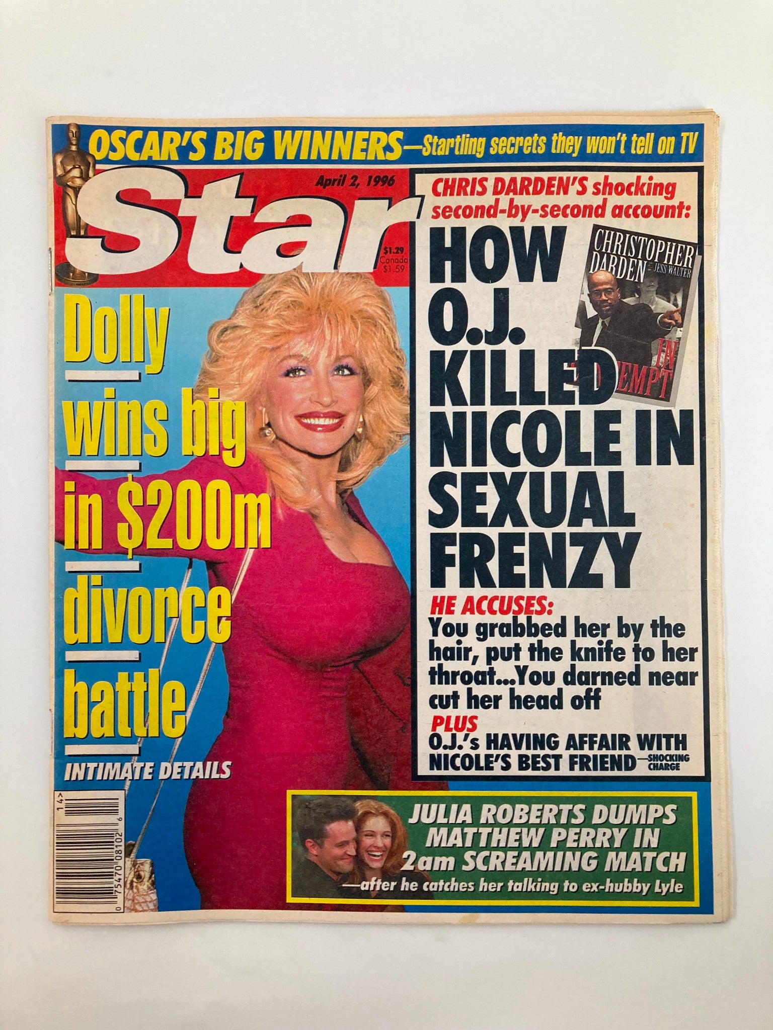 Star Tabloid Magazine April 2 1996 Dolly Parton, Julia Roberts No Label VG