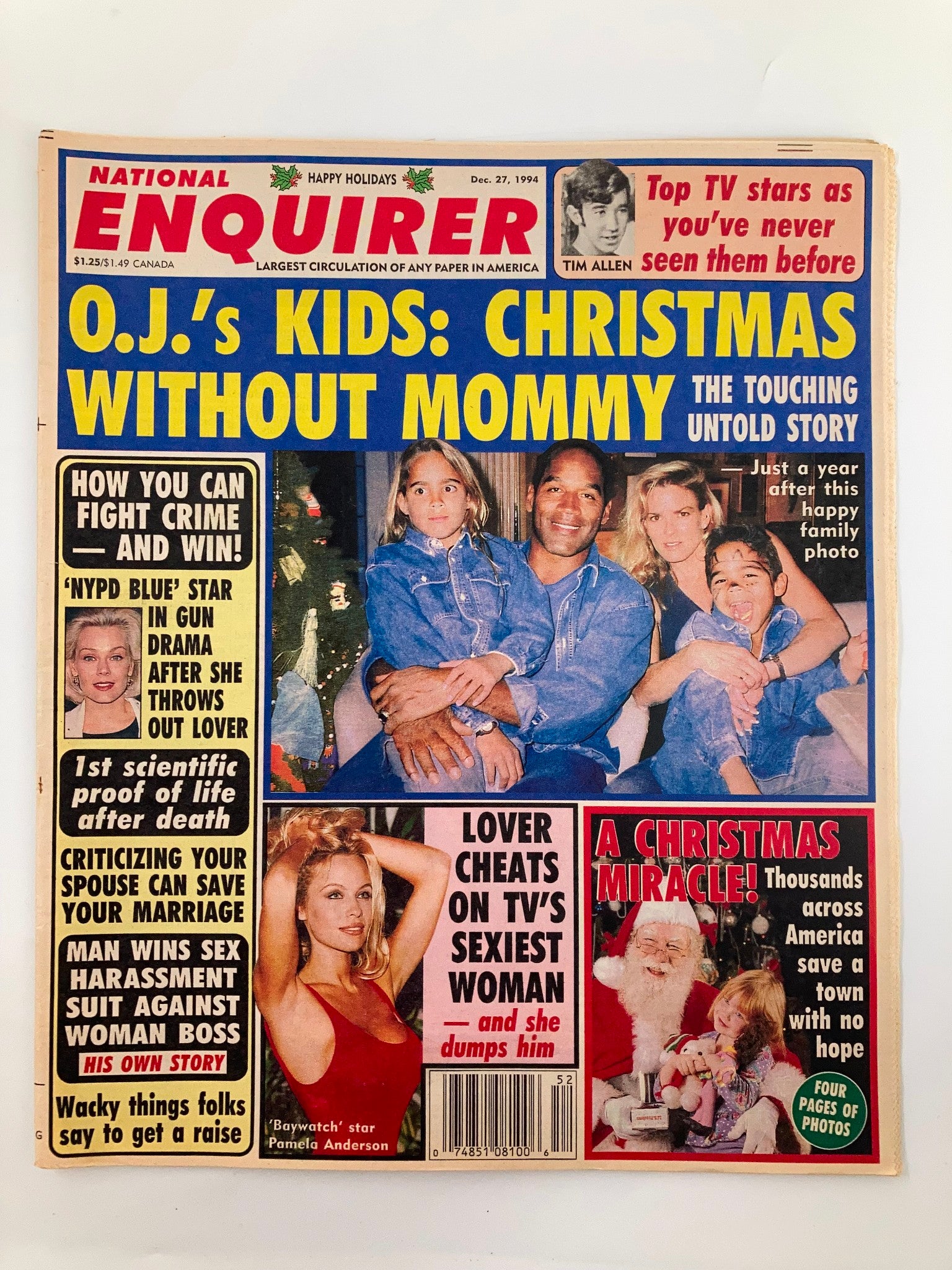 National Enquirer Tabloid December 27 1994 Pamela Anderson, Tim Allen No Label