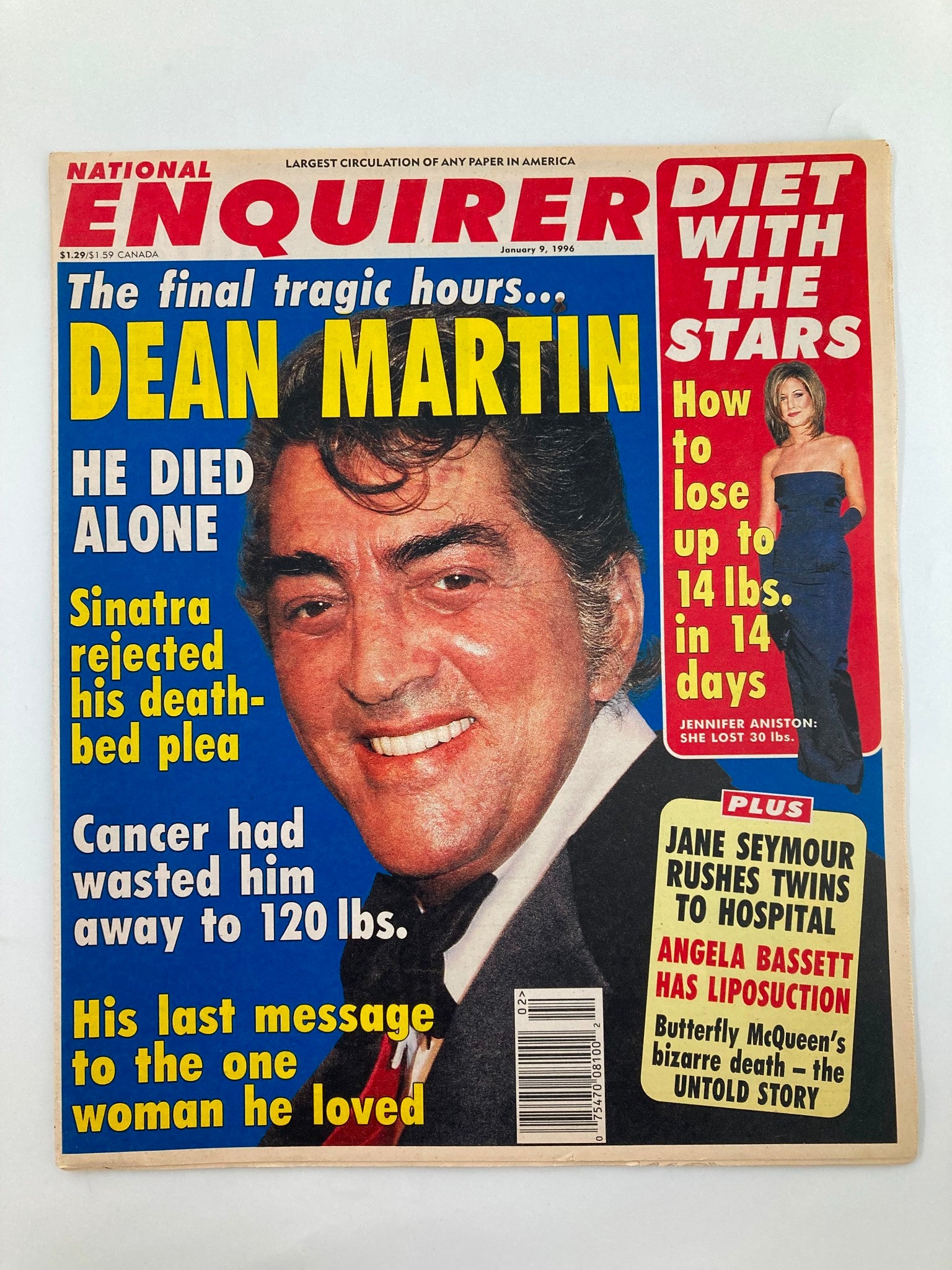 National Enquirer Tabloid January 9 1996 Dean Martin, Jen Aniston No Label VG