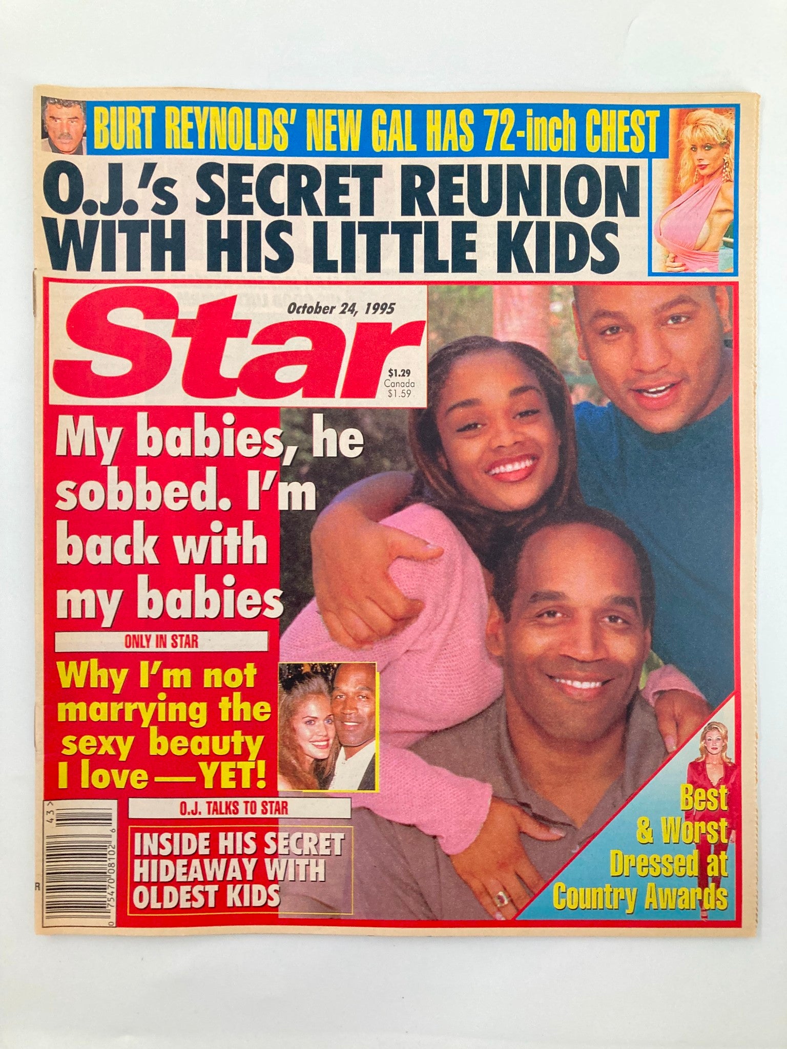 Star Tabloid Magazine October 24 1995 Burt Reynolds, OJ Simpson No Label VG