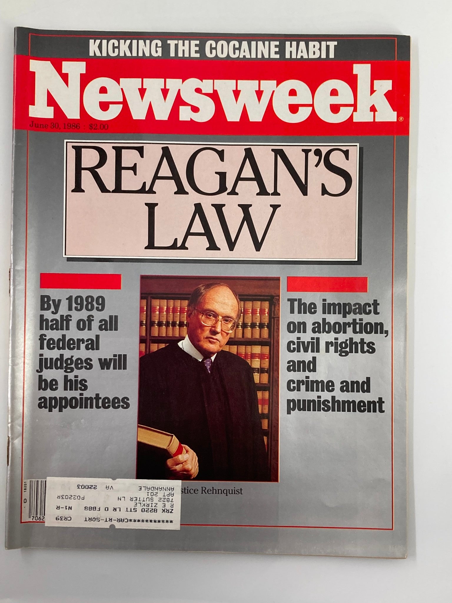 VTG Newsweek Magazine June 30 1986 Ronald Reagan's Law, The Cocaine Habit