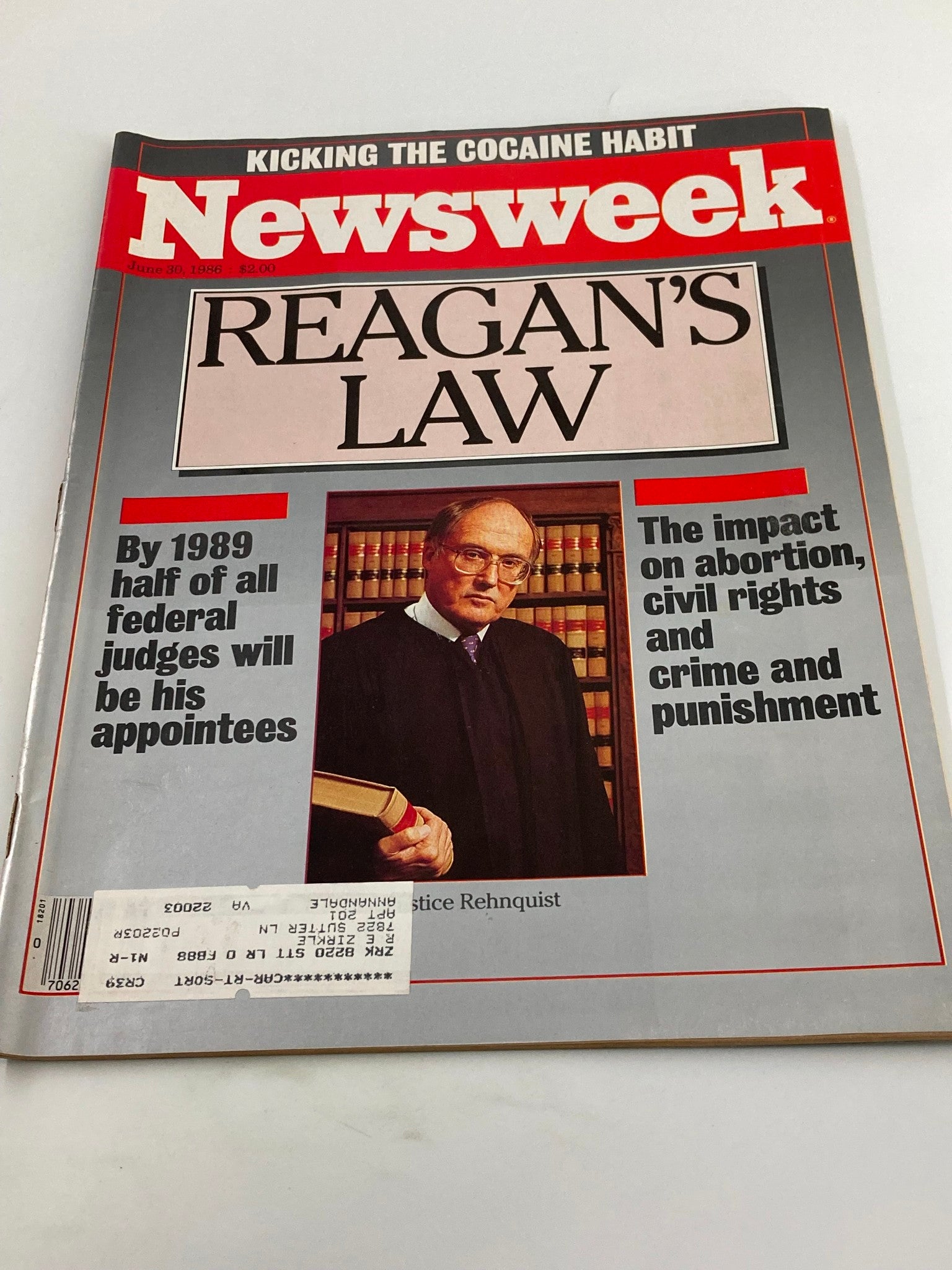 VTG Newsweek Magazine June 30 1986 Ronald Reagan's Law, The Cocaine Habit