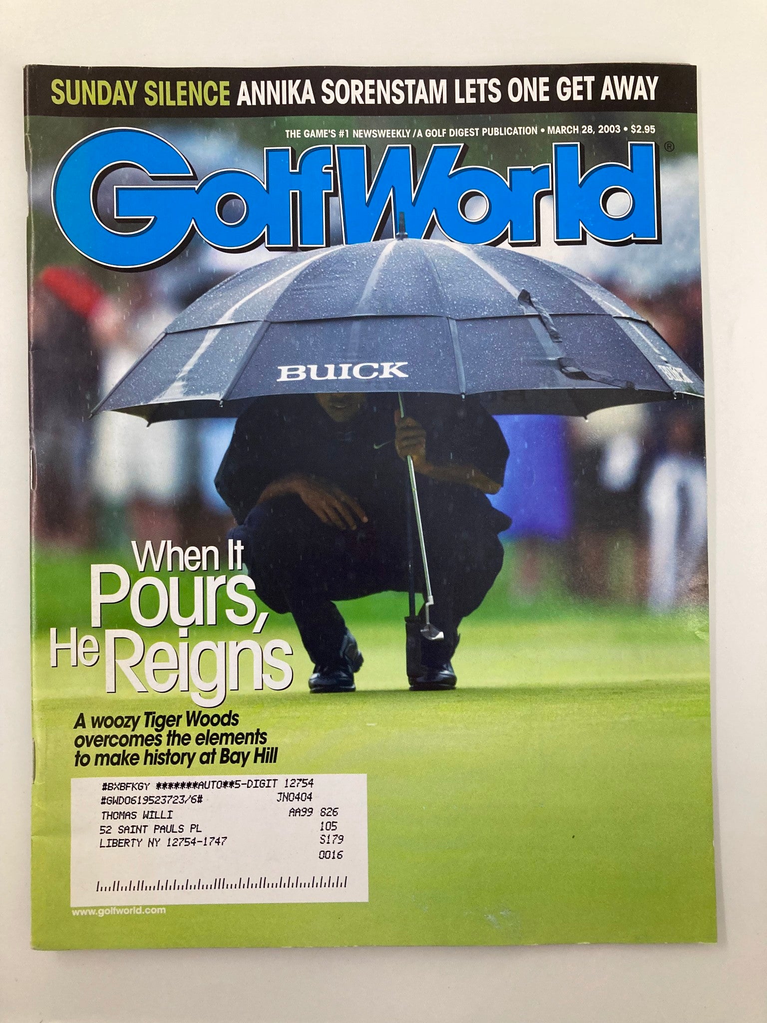 Golf World Magazine March 28 2003 Vol 56 #34 Tiger Woods Make History Bay Hill