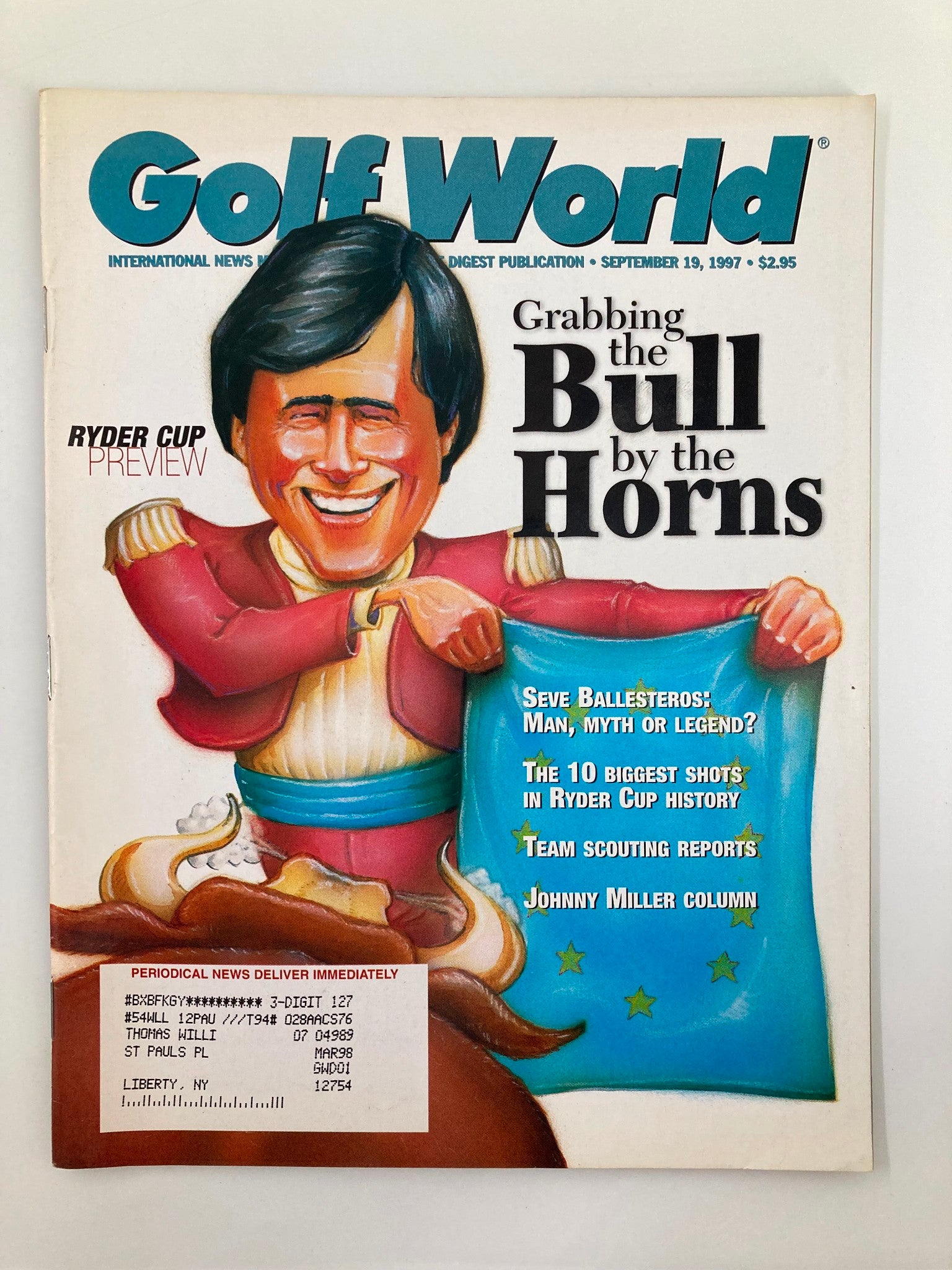 Golf World Magazine September 19 1997 Vol 51 #13 Grabbing The Bull by the Horns