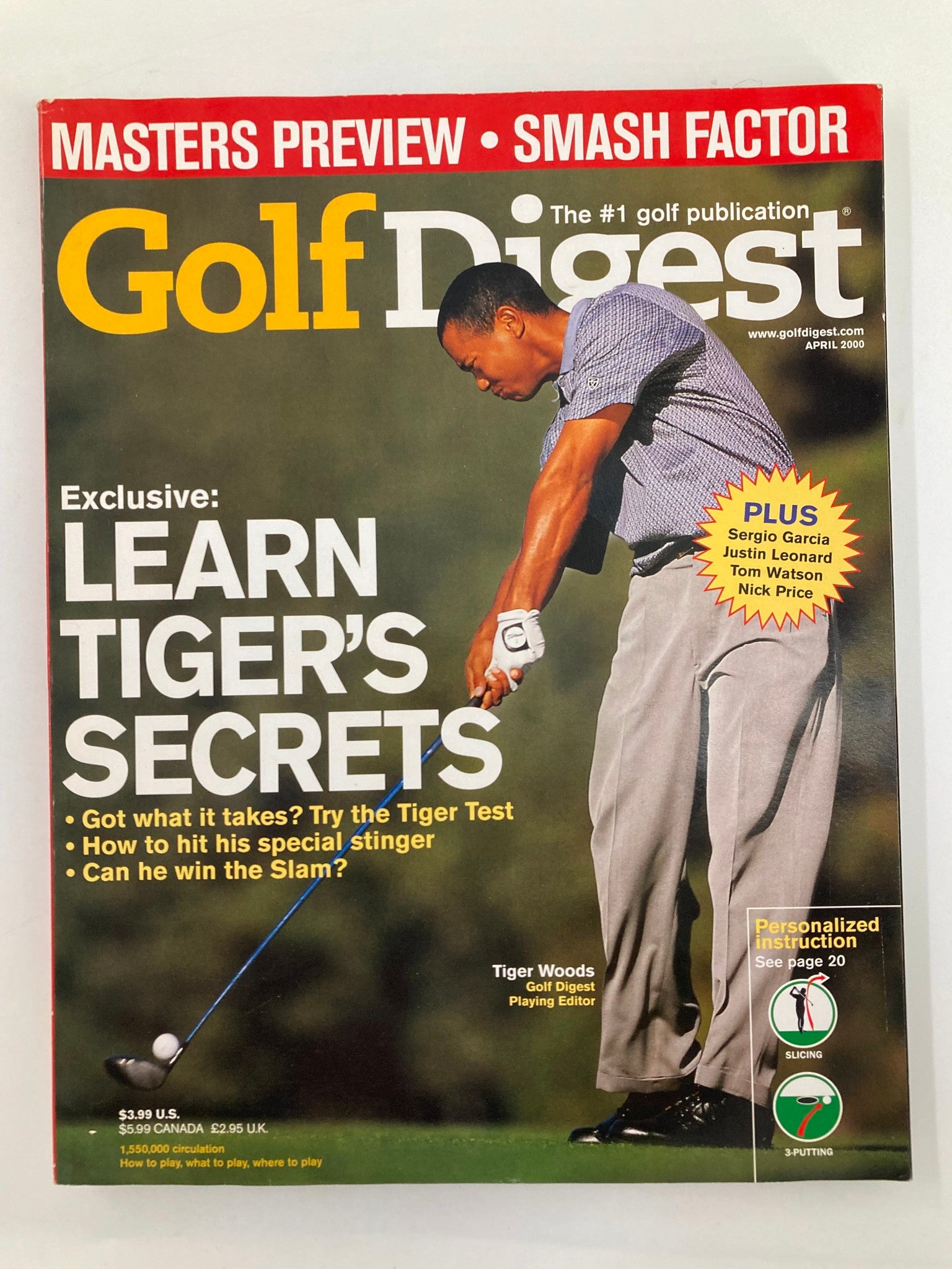 Golf Digest Magazine April 2000 Tiger Woods, Can He Win The Slam? No Label VG